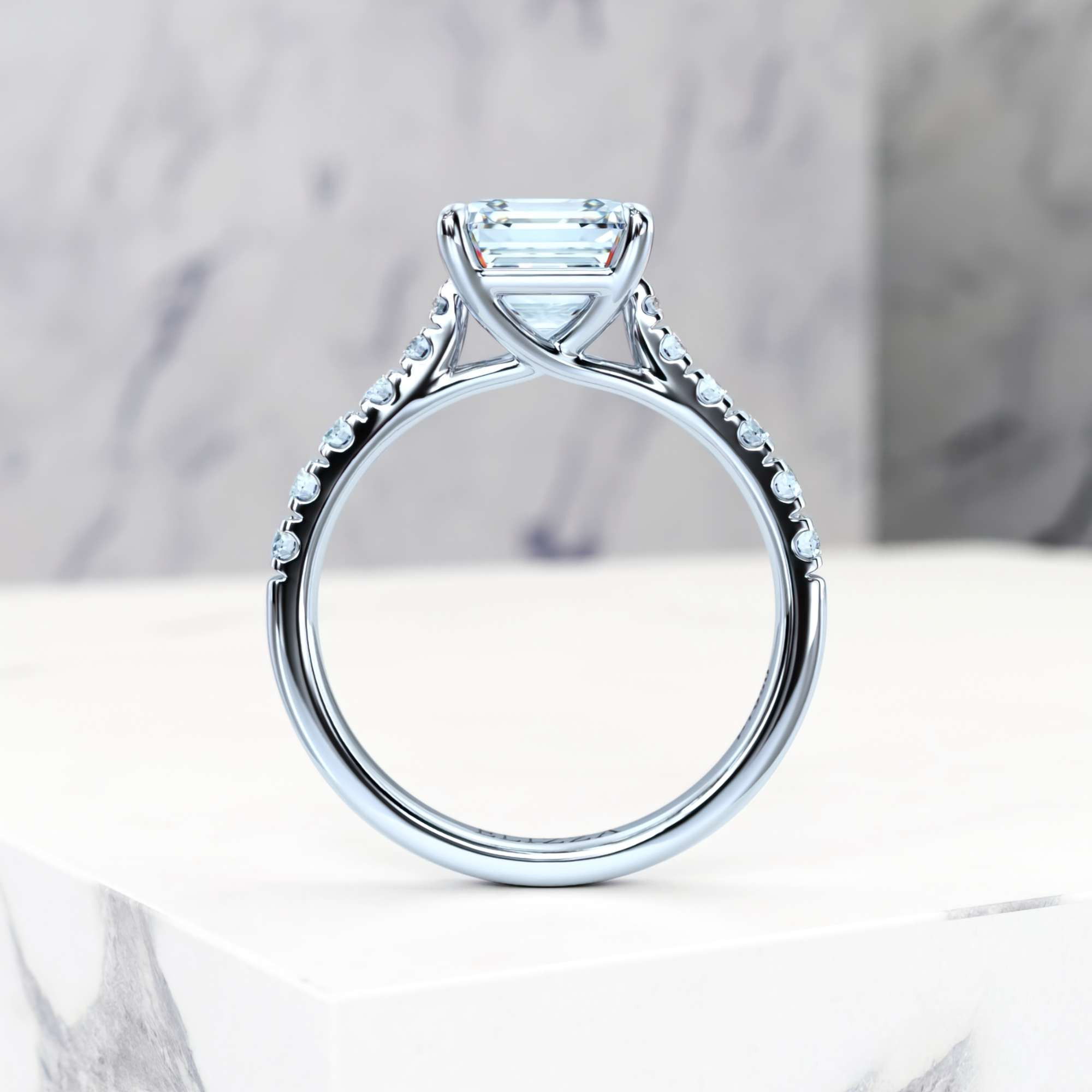 Engagement ring Edana Asscher | Asscher | 14K White gold | Natural | GIA Certified | 0.30ct SI1 H 6