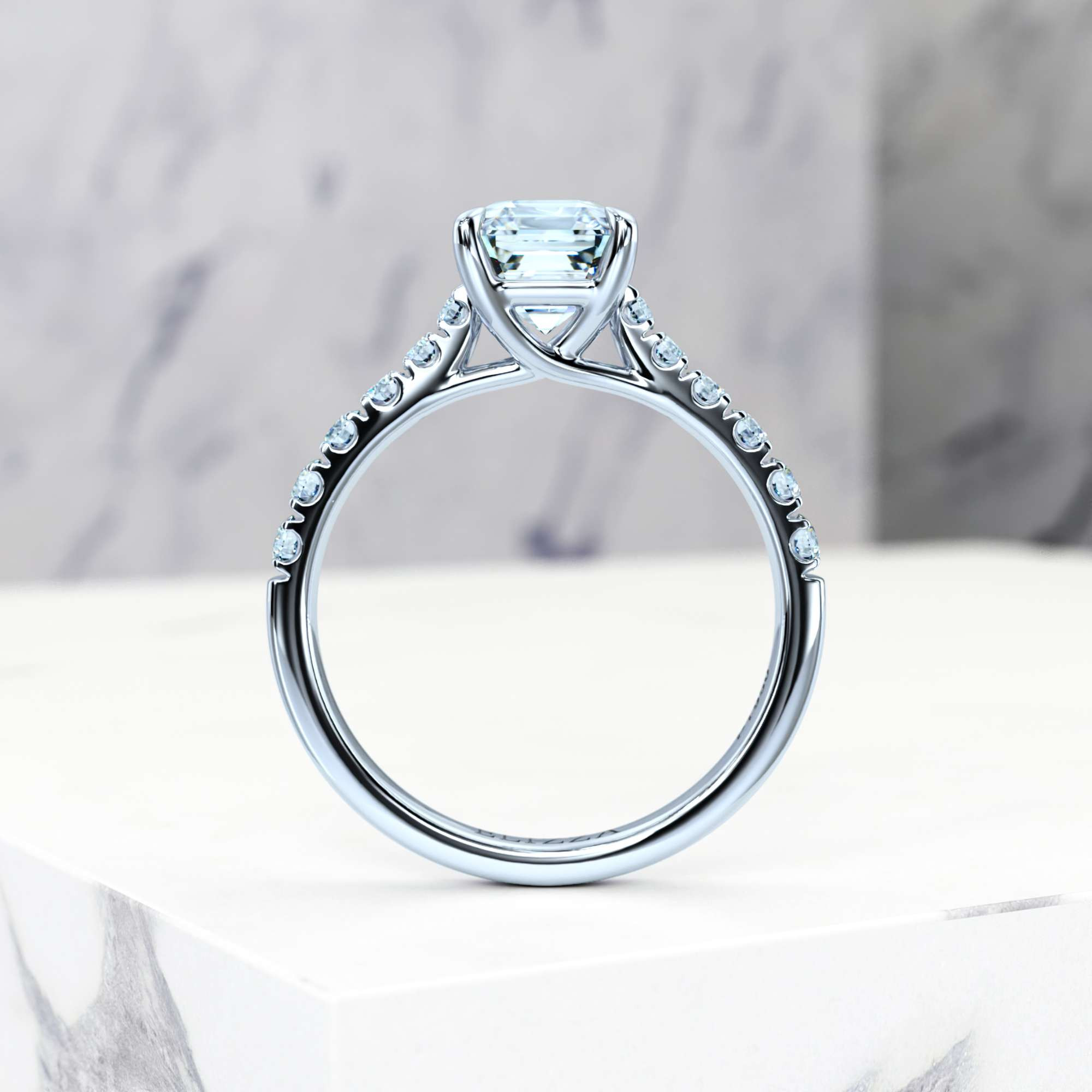 Engagement ring Edana Asscher | Asscher | 14K White gold | Natural | GIA Certified | 0.30ct SI1 H 5
