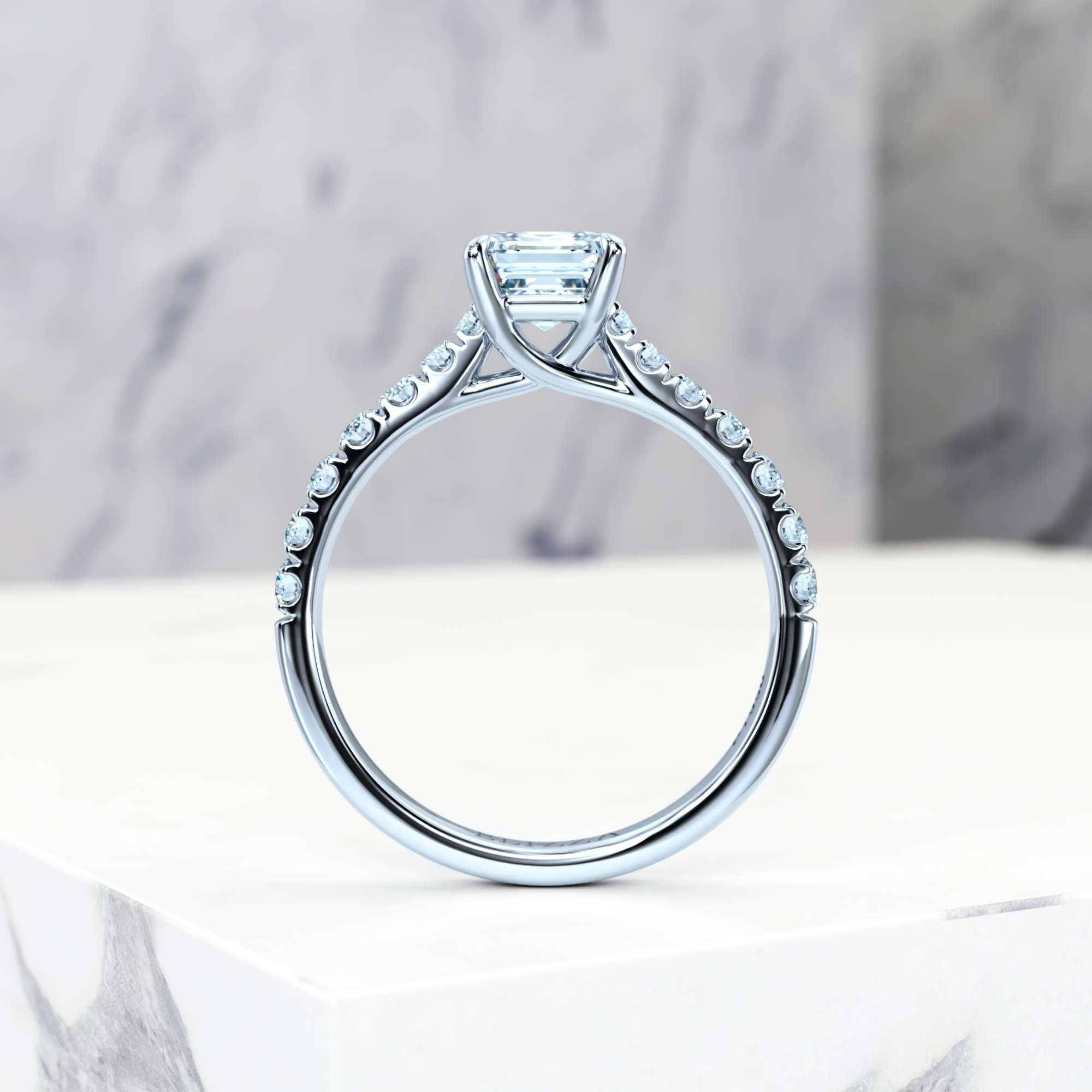 Engagement ring Edana Asscher | GIA Certified | Natural diamond | Asscher | Platinum | 0.30ct SI1 H | 4