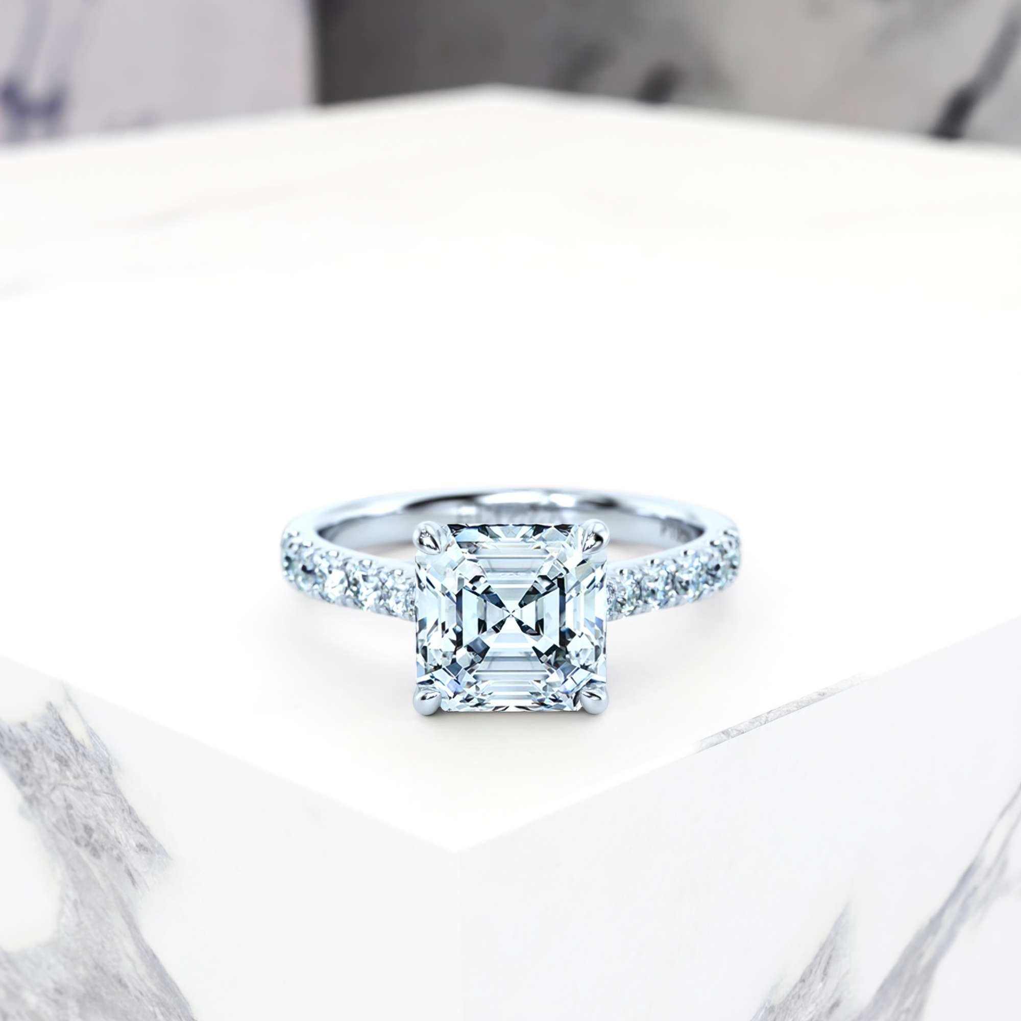 Engagement ring Edana Asscher | GIA Certified | Natural diamond | Asscher | Platinum | 0.30ct SI1 H | 3