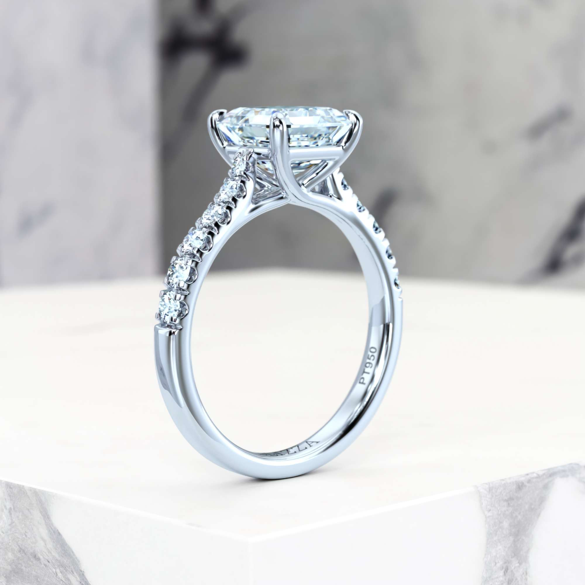 Engagement ring Edana Asscher | GIA Certified | Natural diamond | Asscher | Platinum | 0.30ct SI1 H | 9