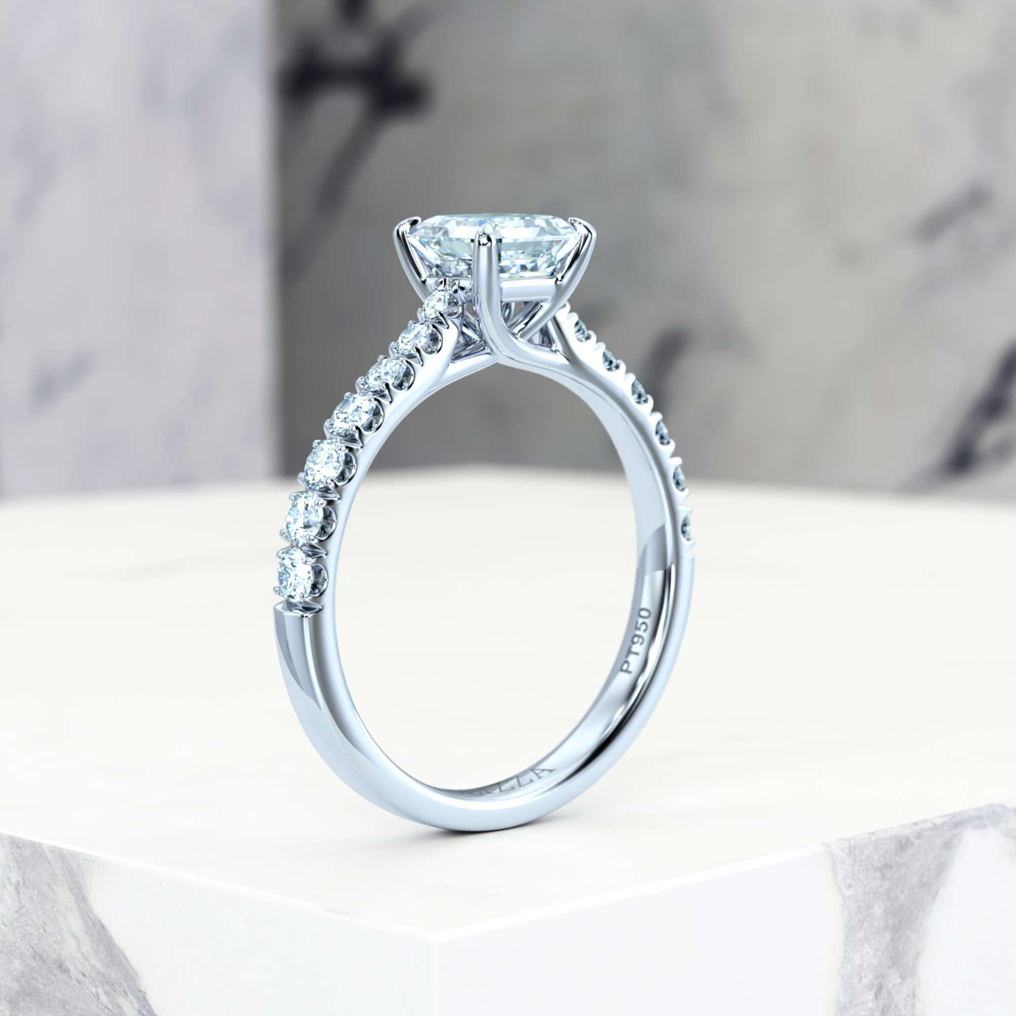 Engagement ring Edana Asscher | GIA Certified | Natural diamond | Asscher | Platinum | 0.30ct SI1 H | 7