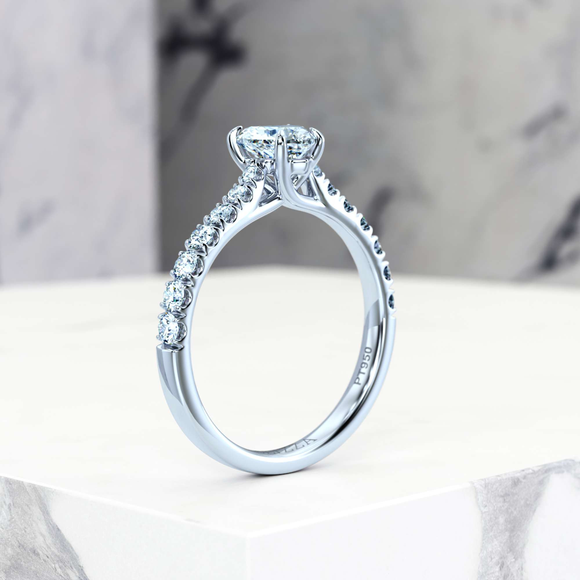 Engagement ring Edana Heart | GIA Certified | Natural diamond | Heart | Platinum | 0.30ct SI1 H | 7