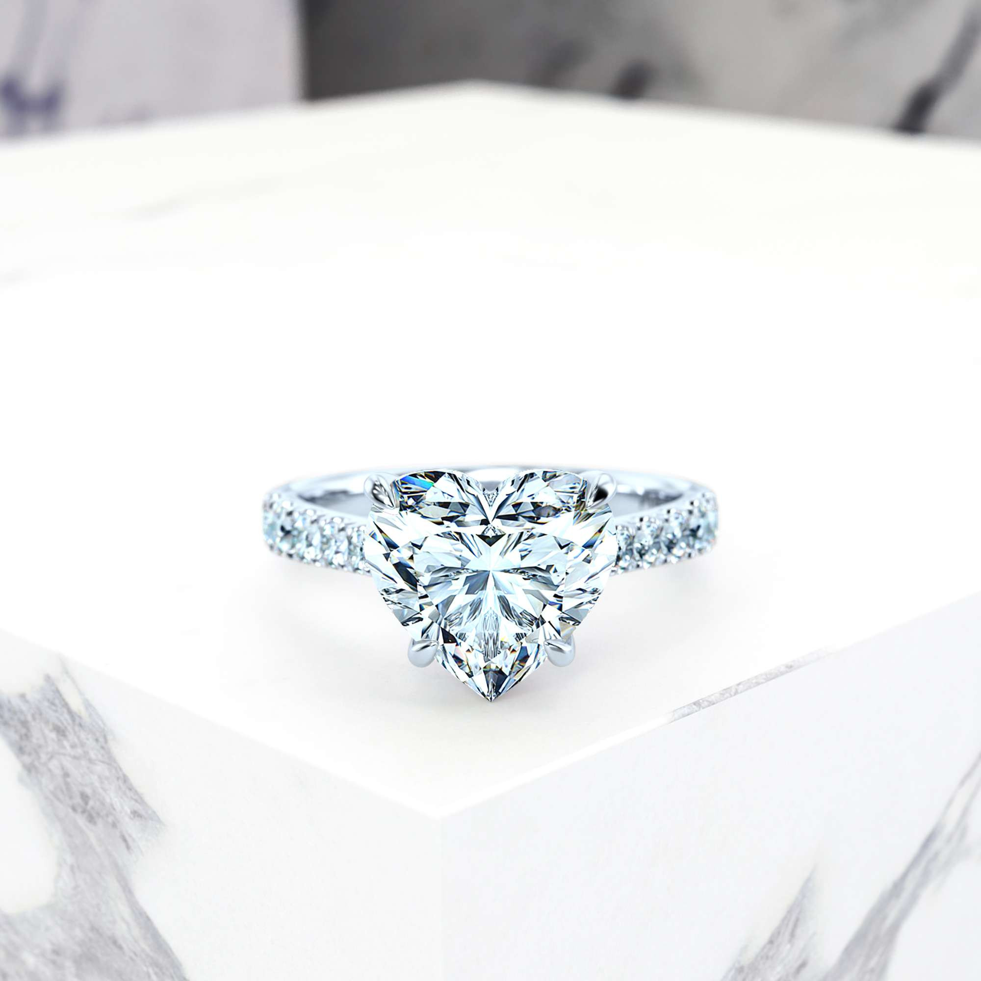 Engagement ring Edana Heart | GIA Certified | Natural diamond | Heart | Platinum | 0.30ct SI1 H | 3