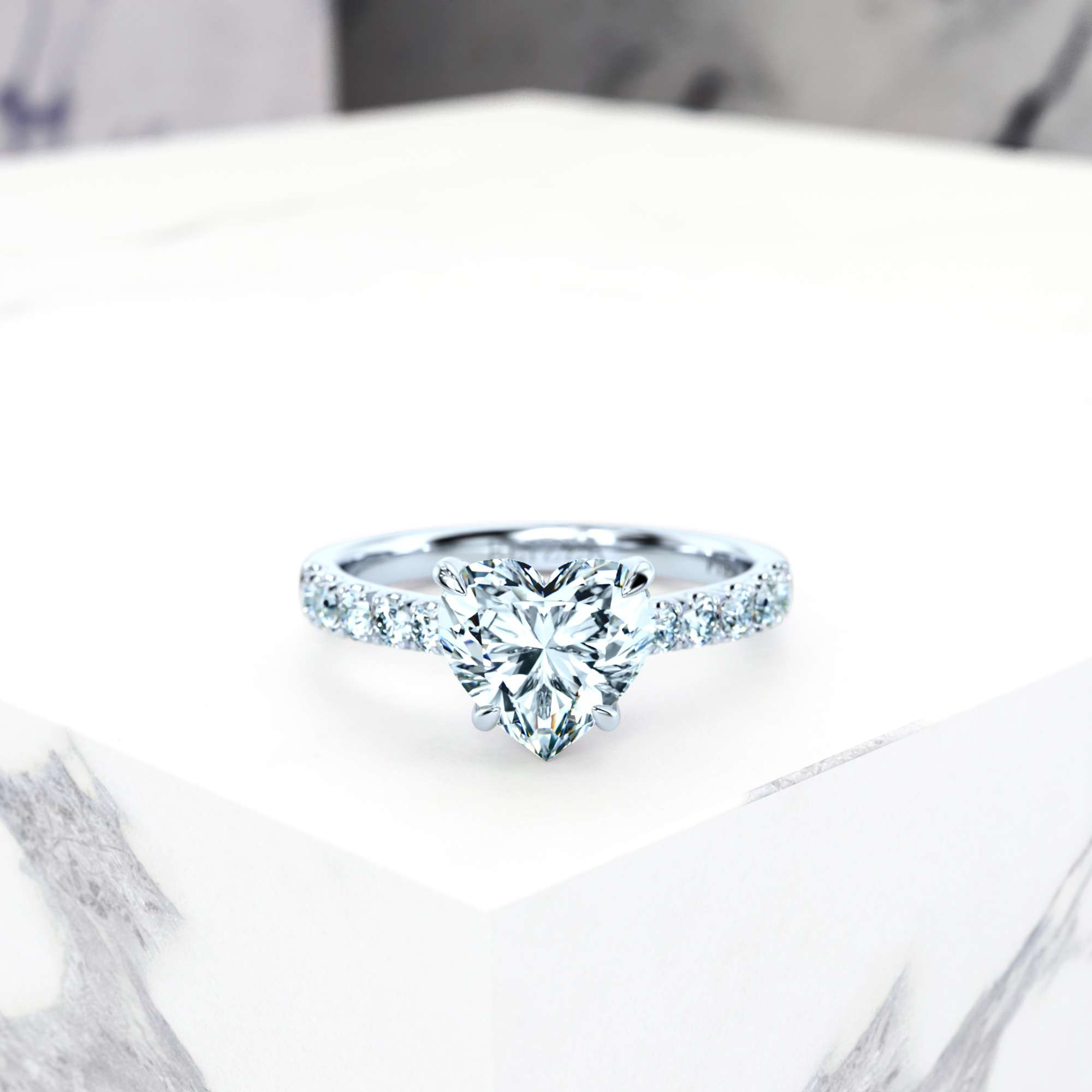 Engagement ring Edana Heart | GIA Certified | Natural diamond | Heart | Platinum | 0.30ct SI1 H | 2