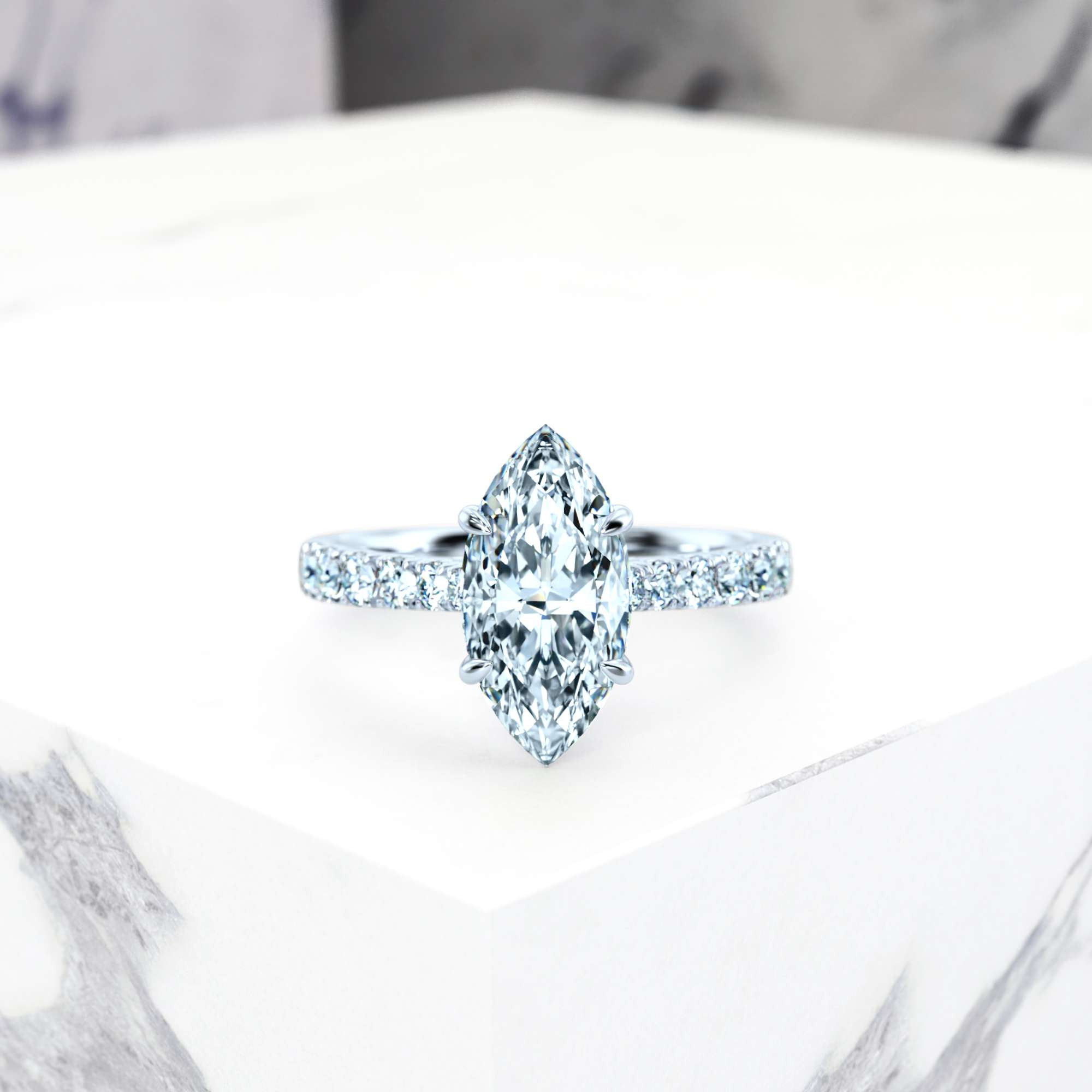 Verlobungsring Edana Marquise | GIA Certified | Natürlicher Diamant | Marquise | Platin | 0.30ct SI1 H | 2