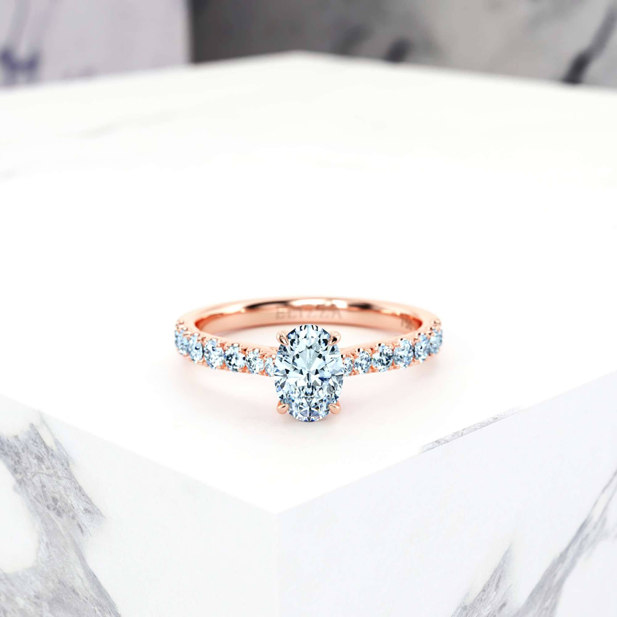 Engagement ring Edana Oval | Oval | 14K Rose gold | Natural | GIA Certified | 0.30ct SI1 H 1