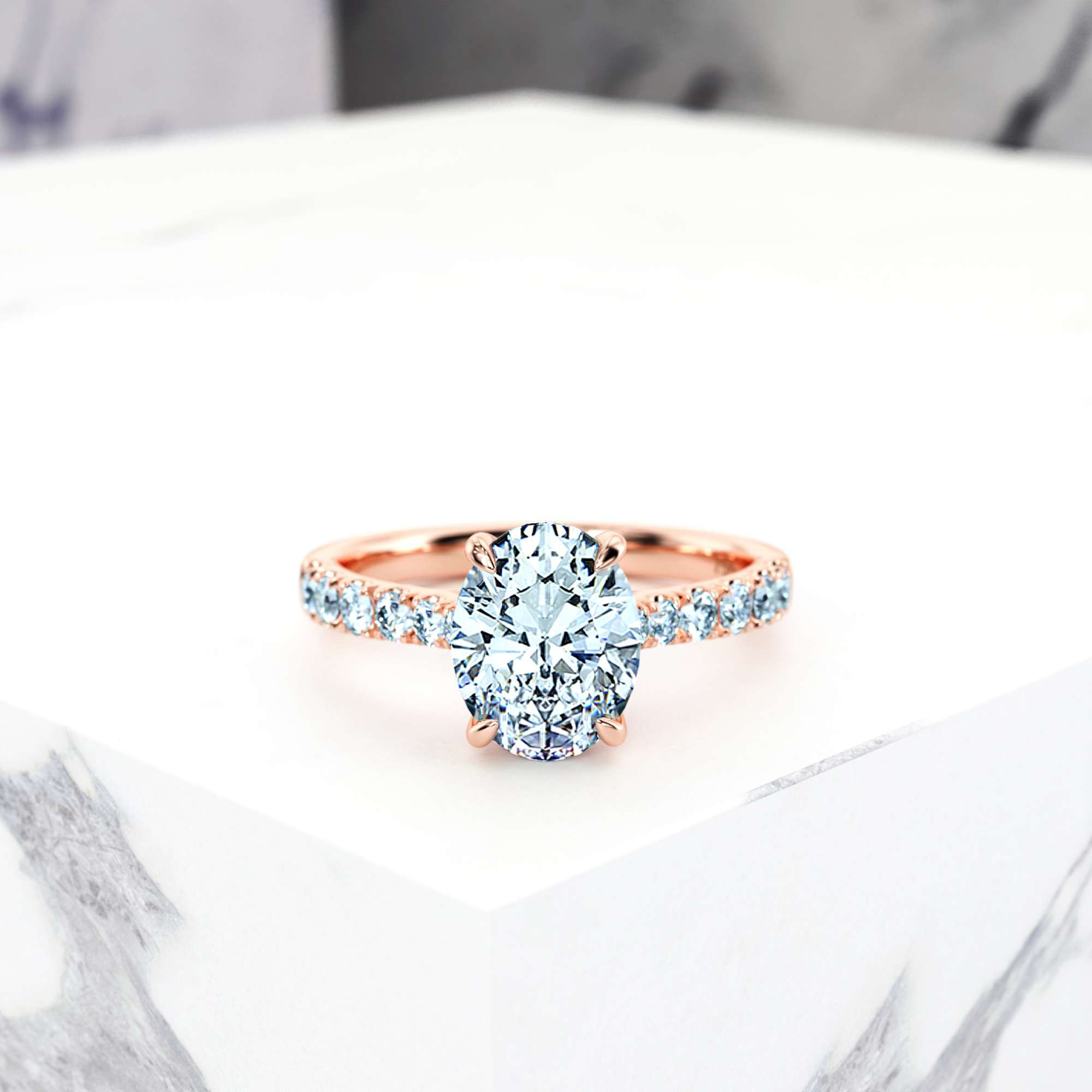 Engagement ring Edana Oval | Oval | 14K Rose gold | Natural | GIA Certified | 0.30ct SI1 H 2
