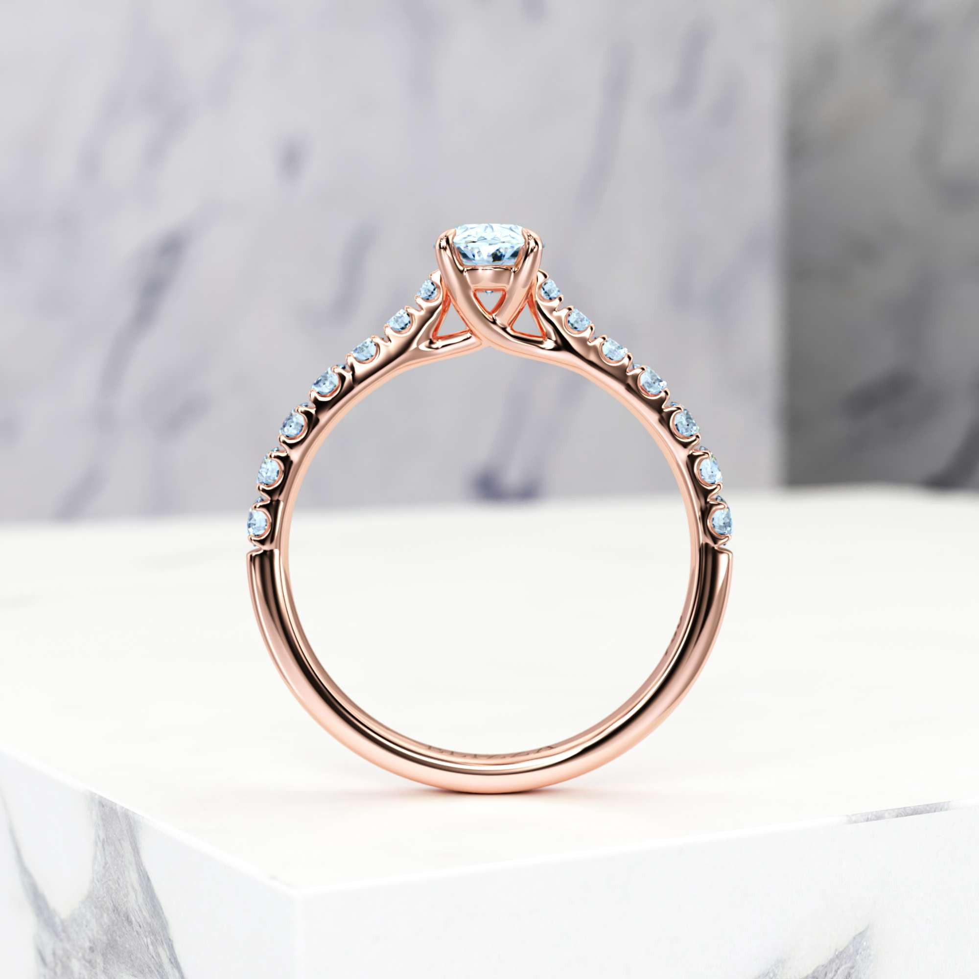 Engagement ring Edana Oval | Oval | 14K Rose gold | Natural | GIA Certified | 0.30ct SI1 H 3