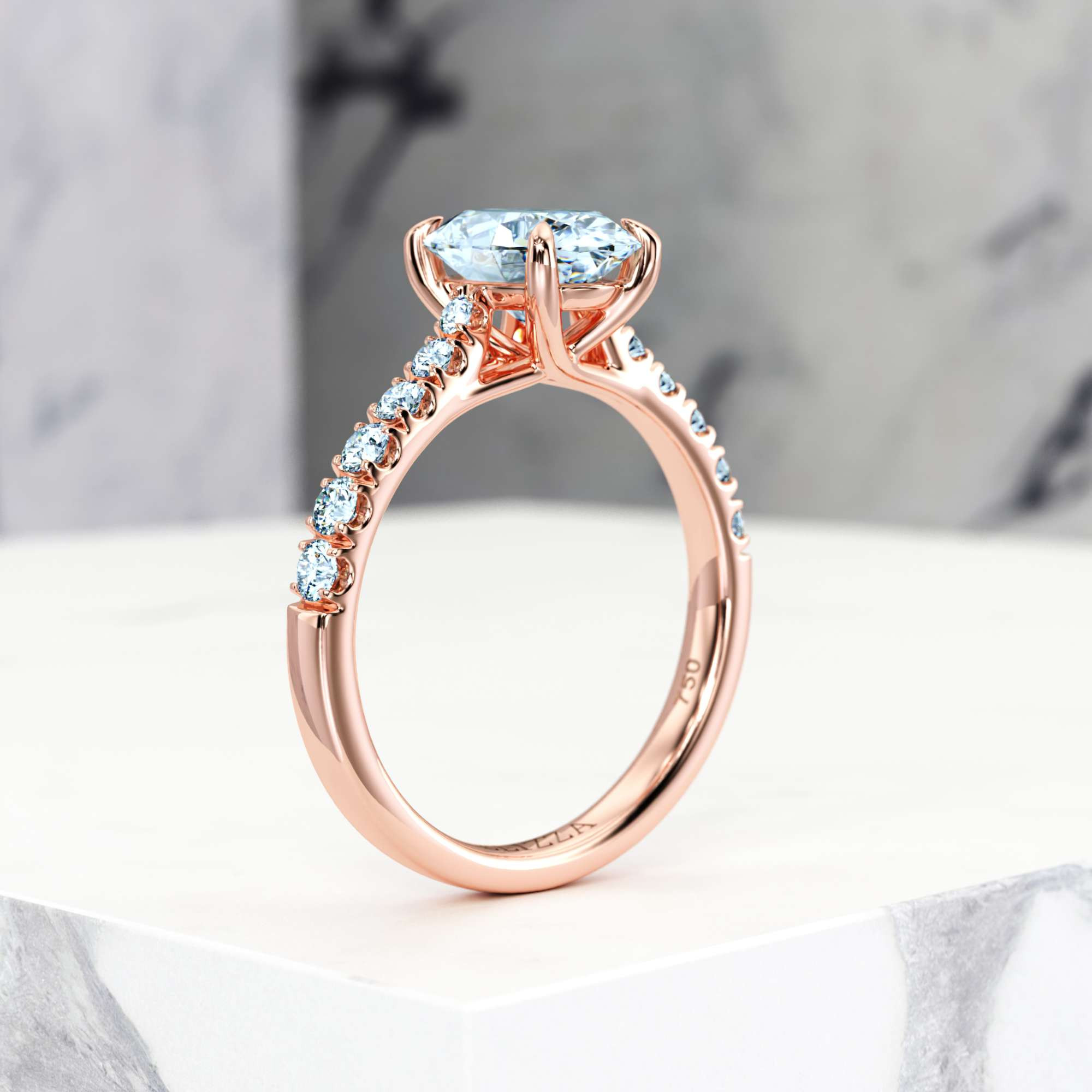 Engagement ring Edana Oval | Oval | 14K Rose gold | Natural | GIA Certified | 0.30ct SI1 H 6