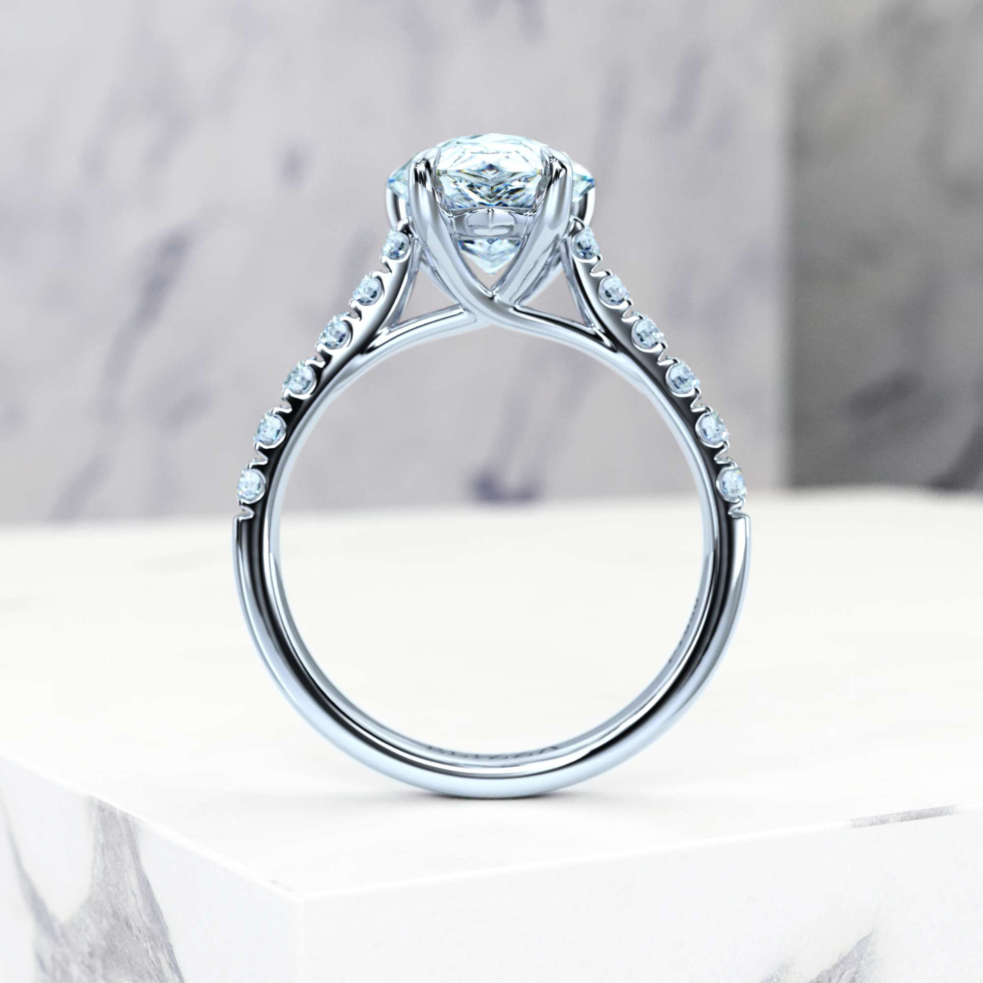 Engagement ring Edana Pear | Pear | Platinum | Natural | GIA Certified | 0.30ct SI1 H 6