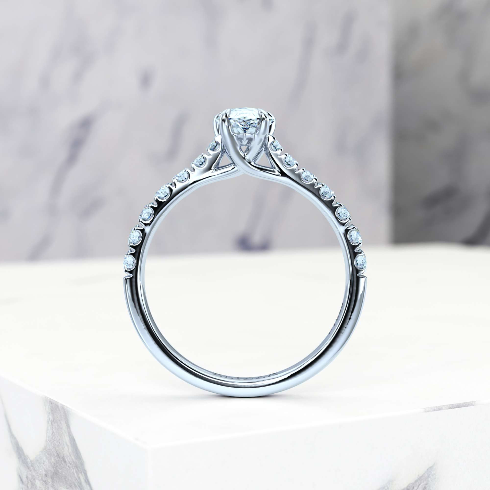 Engagement ring Edana Pear | Pear | Platinum | Natural | GIA Certified | 0.30ct SI1 H 4