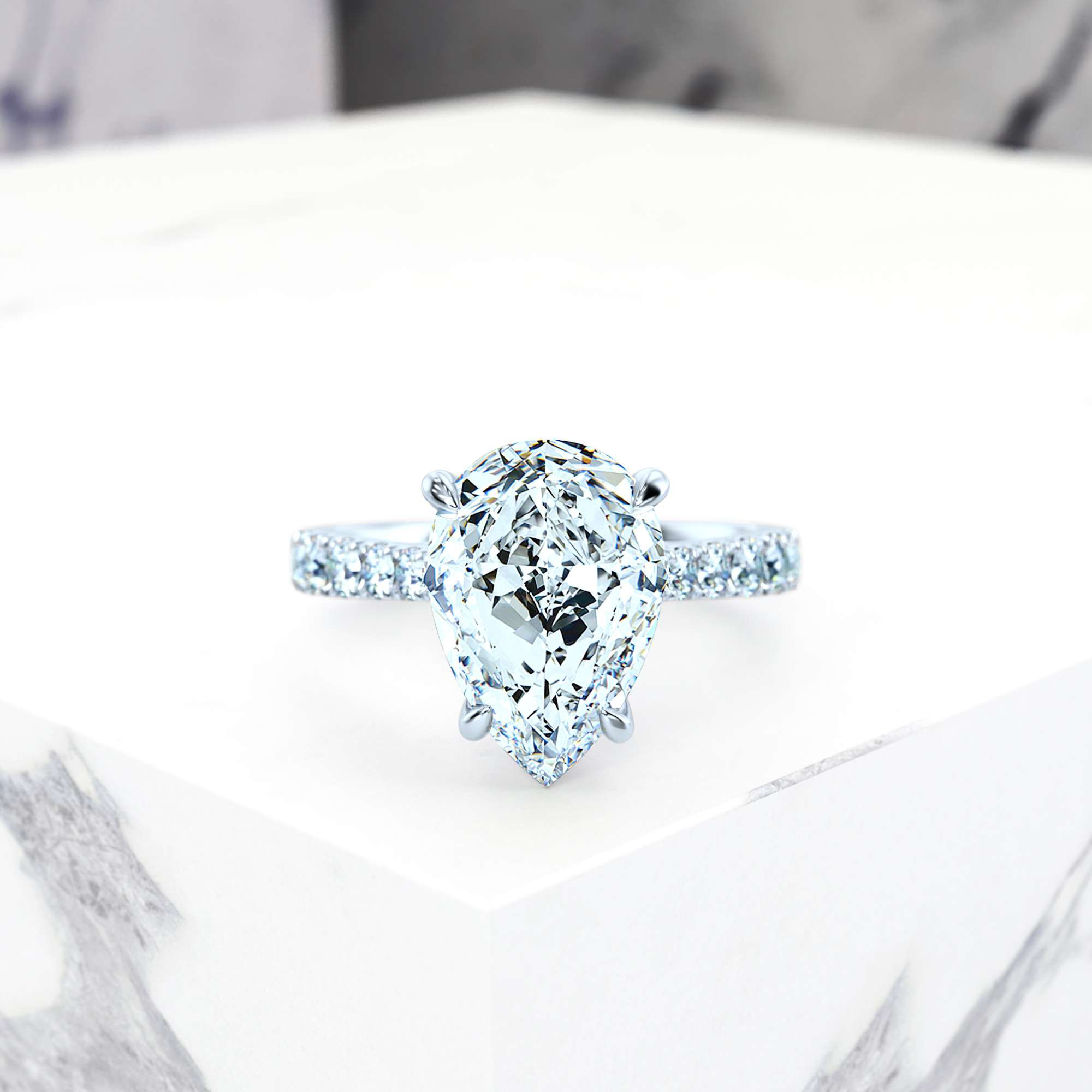 Verlobungsring Edana Pear | GIA Certified | Natürlicher Diamant | Pear | Platin | 0.30ct SI1 H | 3