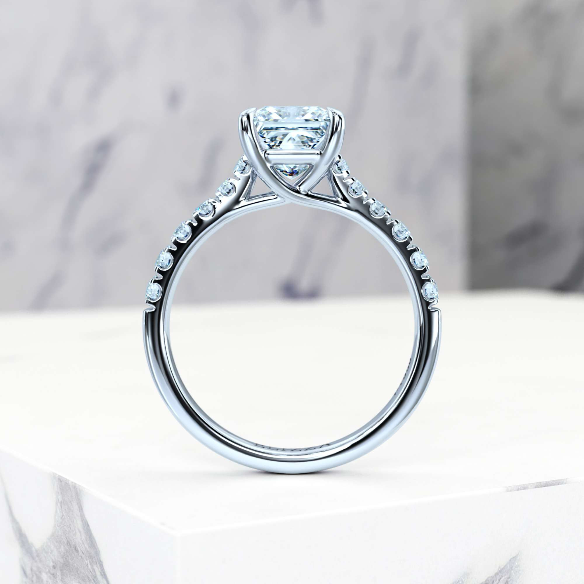 Engagement ring Edana Princess | Princess | Platinum | Natural | EZA Certified | 0.20ct SI1 H 5