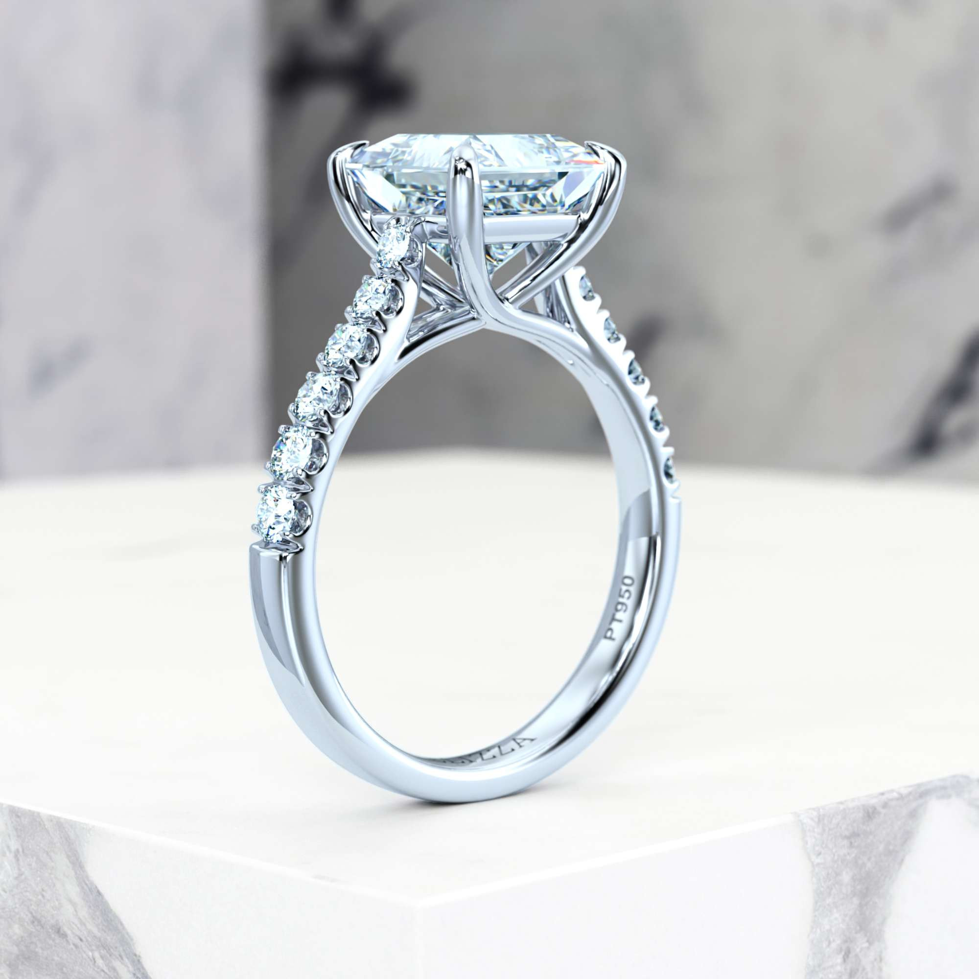 Engagement ring Edana Princess | Princess | Platinum | Natural | GIA Certified | 0.30ct SI1 H 9