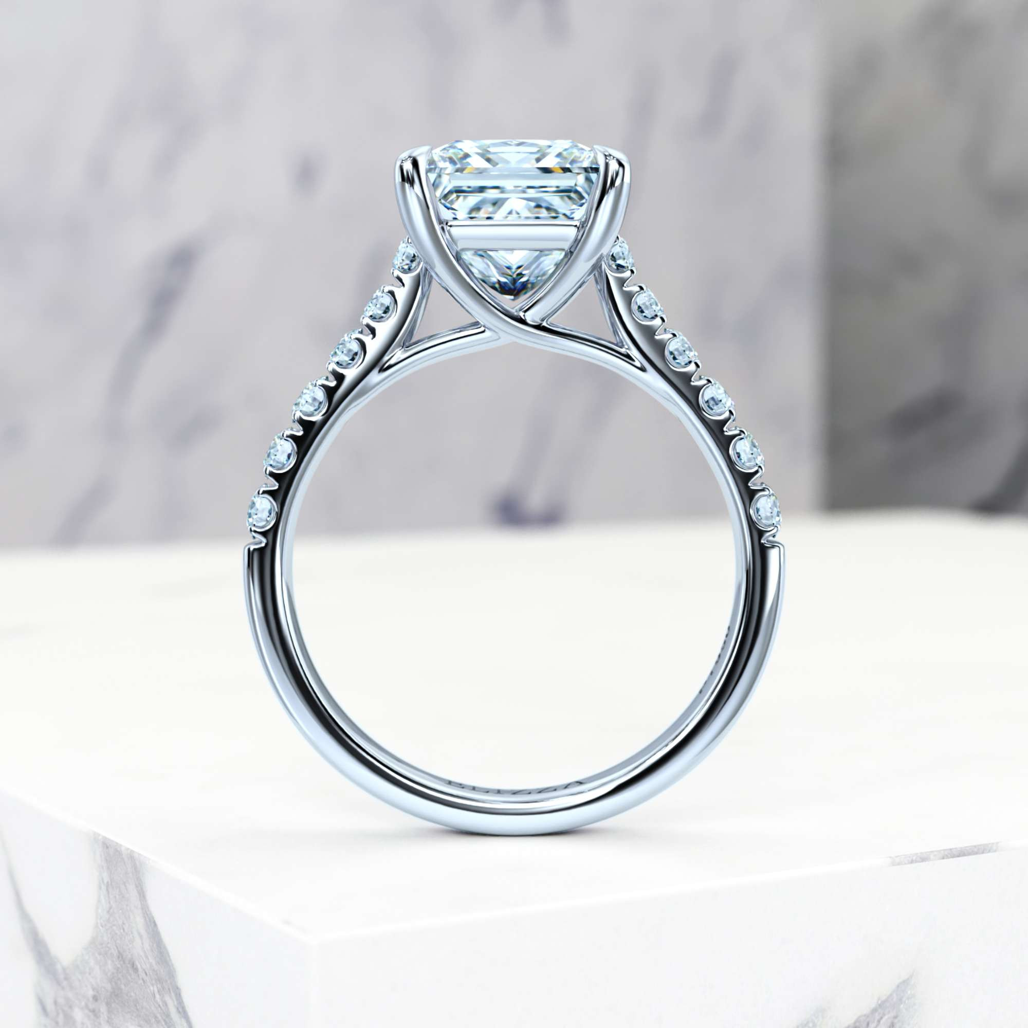 Engagement ring Edana Princess | Princess | Platinum | Natural | GIA Certified | 0.30ct SI1 H 6