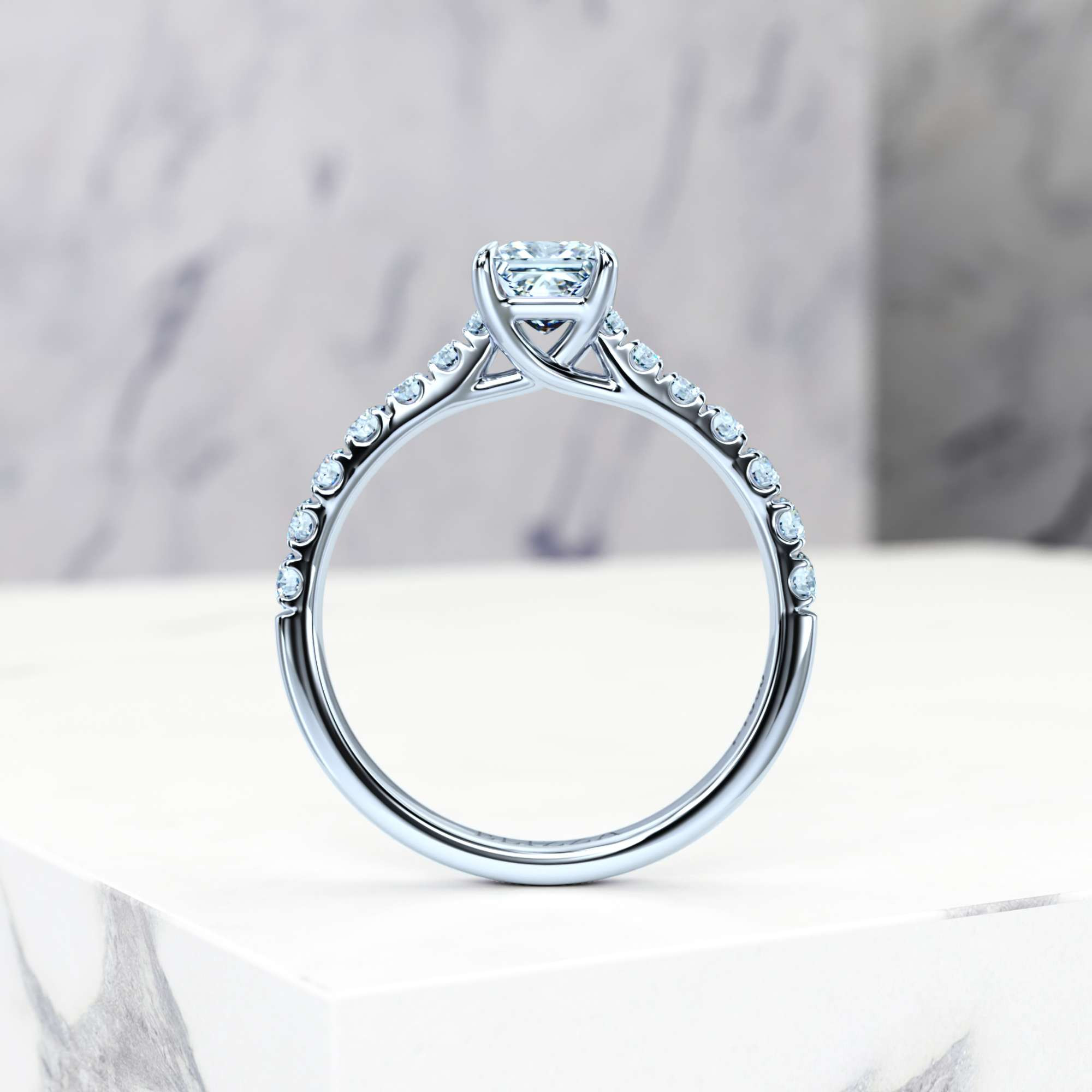 Engagement ring Edana Princess | Princess | Platinum | Natural | GIA Certified | 0.30ct SI1 H 4