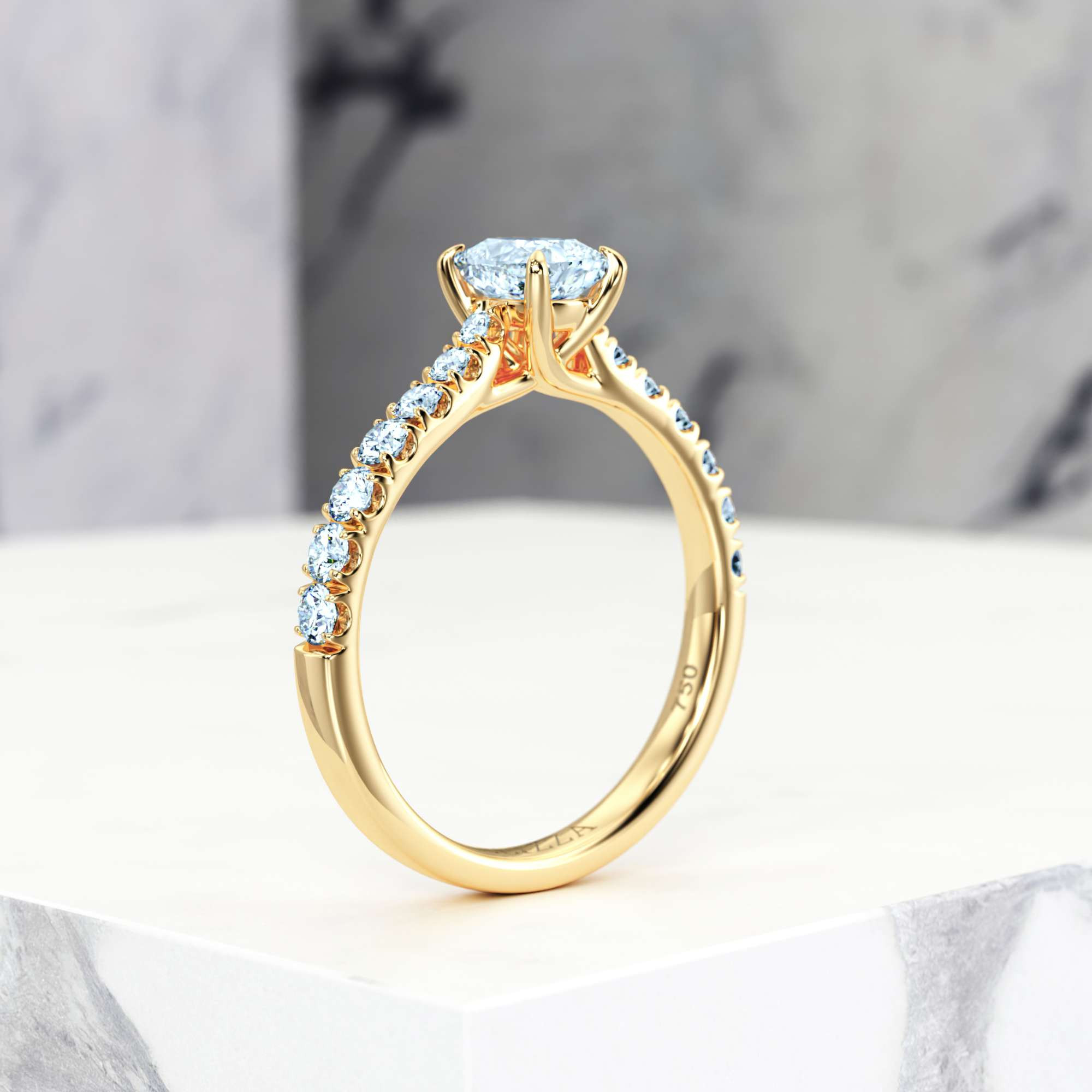 Engagement ring Edana Rectangle Cushion | Rectangle cushion | 14K Yellow gold | Natural | GIA Certified | 0.30ct SI1 H 7