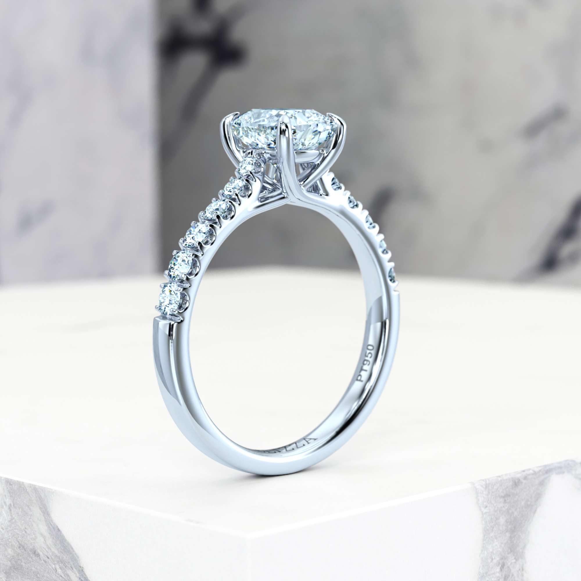 Verlobungsring Edana Rectangle Cushion | GIA Certified | Natürlicher Diamant | Rectangle cushion | Platin | 0.30ct SI1 H | 8