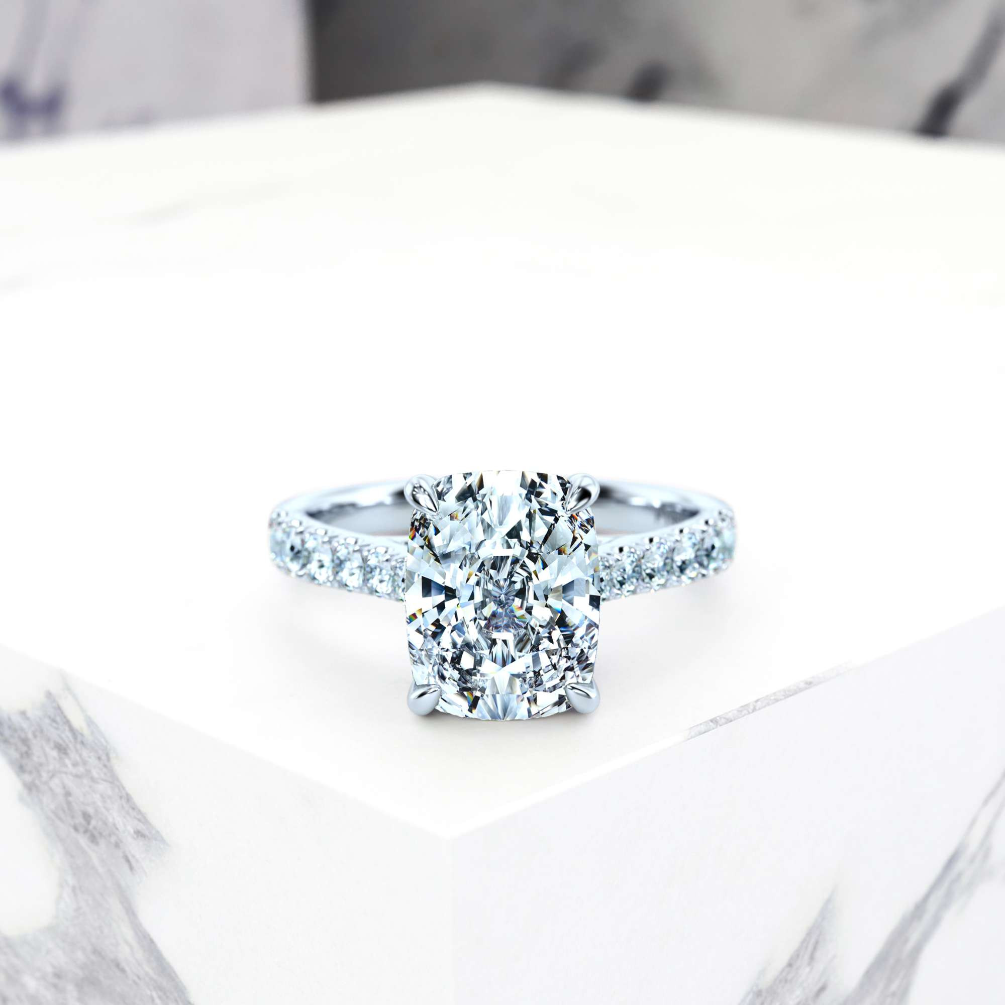 Verlobungsring Edana Rectangle Cushion | GIA Certified | Natürlicher Diamant | Rectangle cushion | Platin | 0.30ct SI1 H | 3