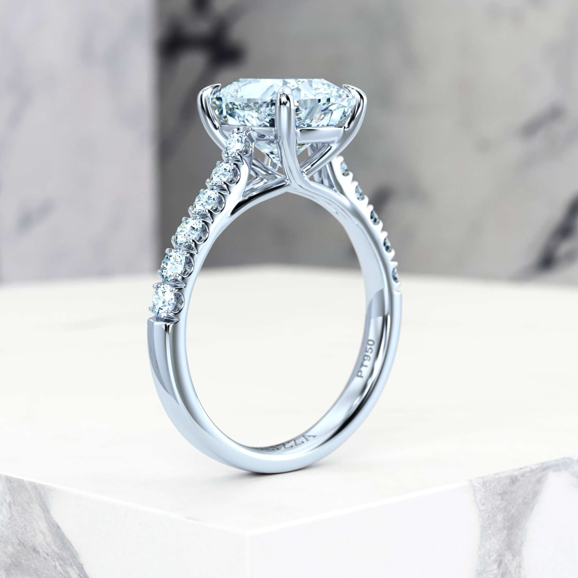 Verlobungsring Edana Rectangle Cushion | GIA Certified | Natürlicher Diamant | Rectangle cushion | Platin | 0.30ct SI1 H | 9