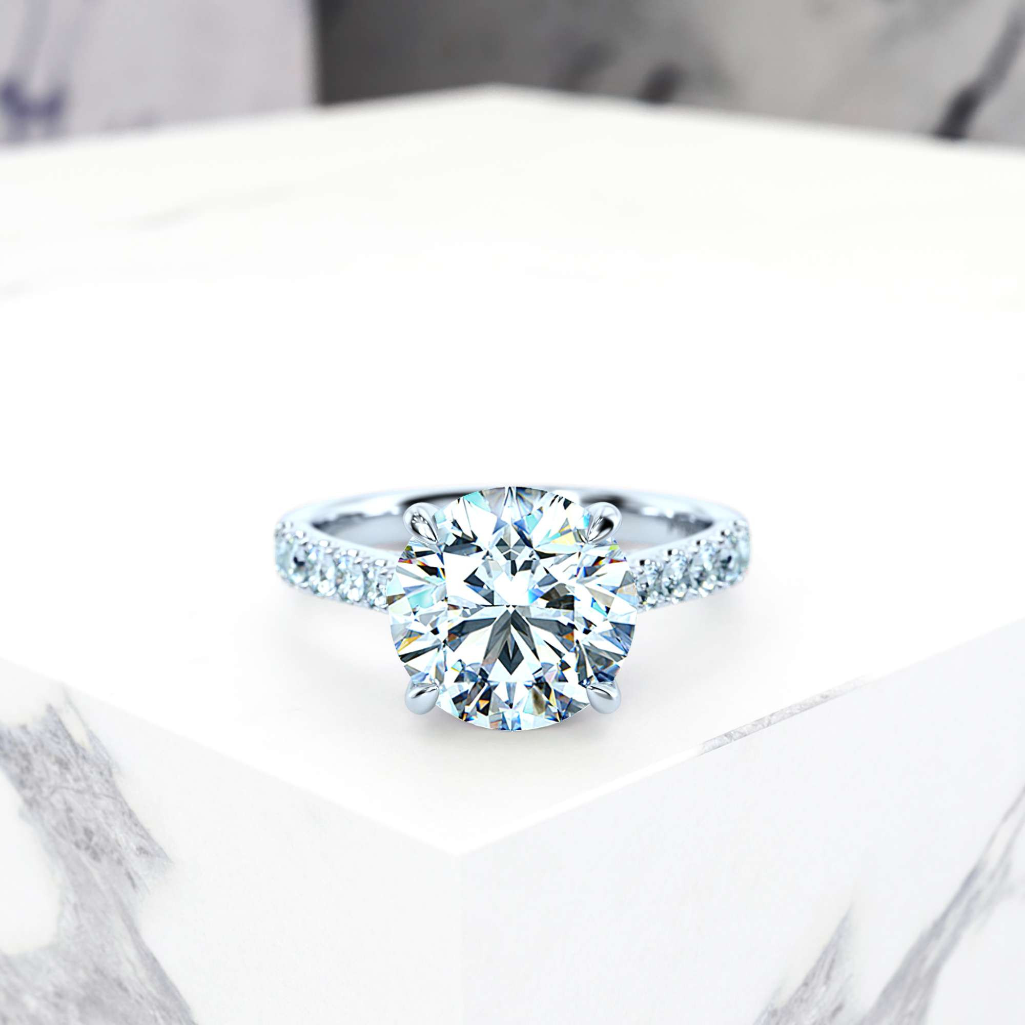 Engagement ring Edana Round | Round | Platinum | Natural | GIA Certified | 0.30ct SI1 H 3
