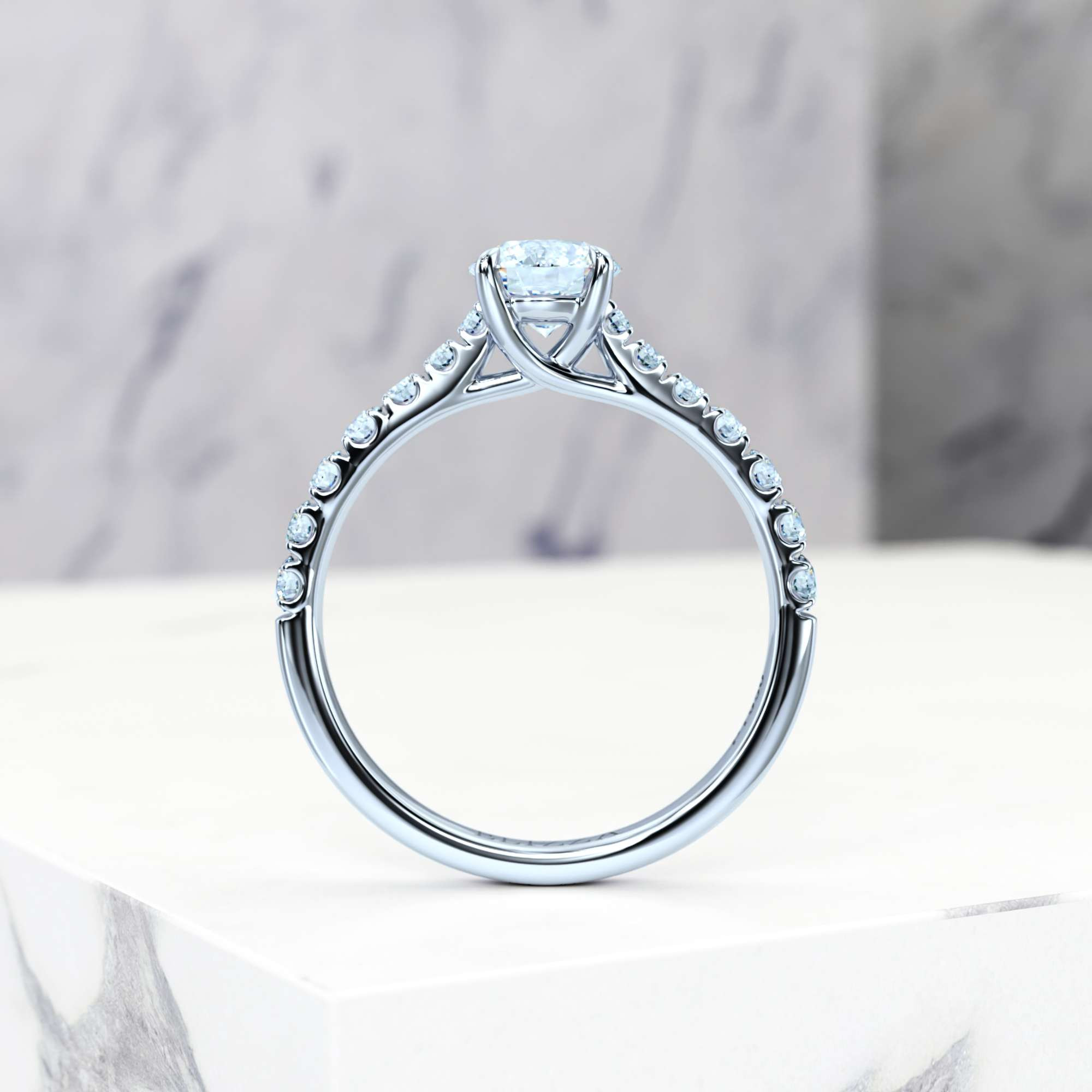 Engagement ring Edana Round | Round | Platinum | Natural | GIA Certified | 0.30ct SI1 H 4