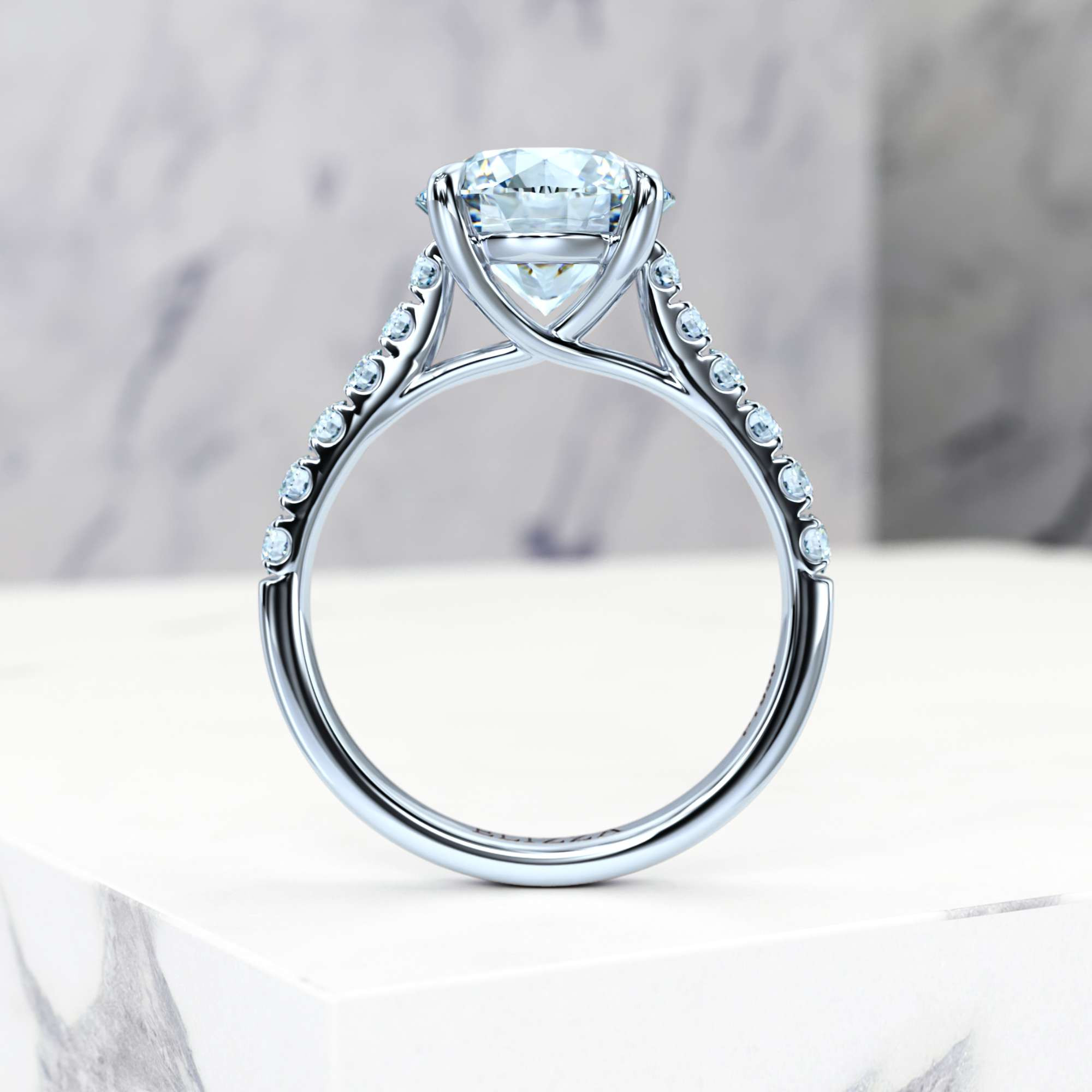 Engagement ring Edana Round | Round | Platinum | Natural | EZA Certified | 0.20ct SI1 H 6