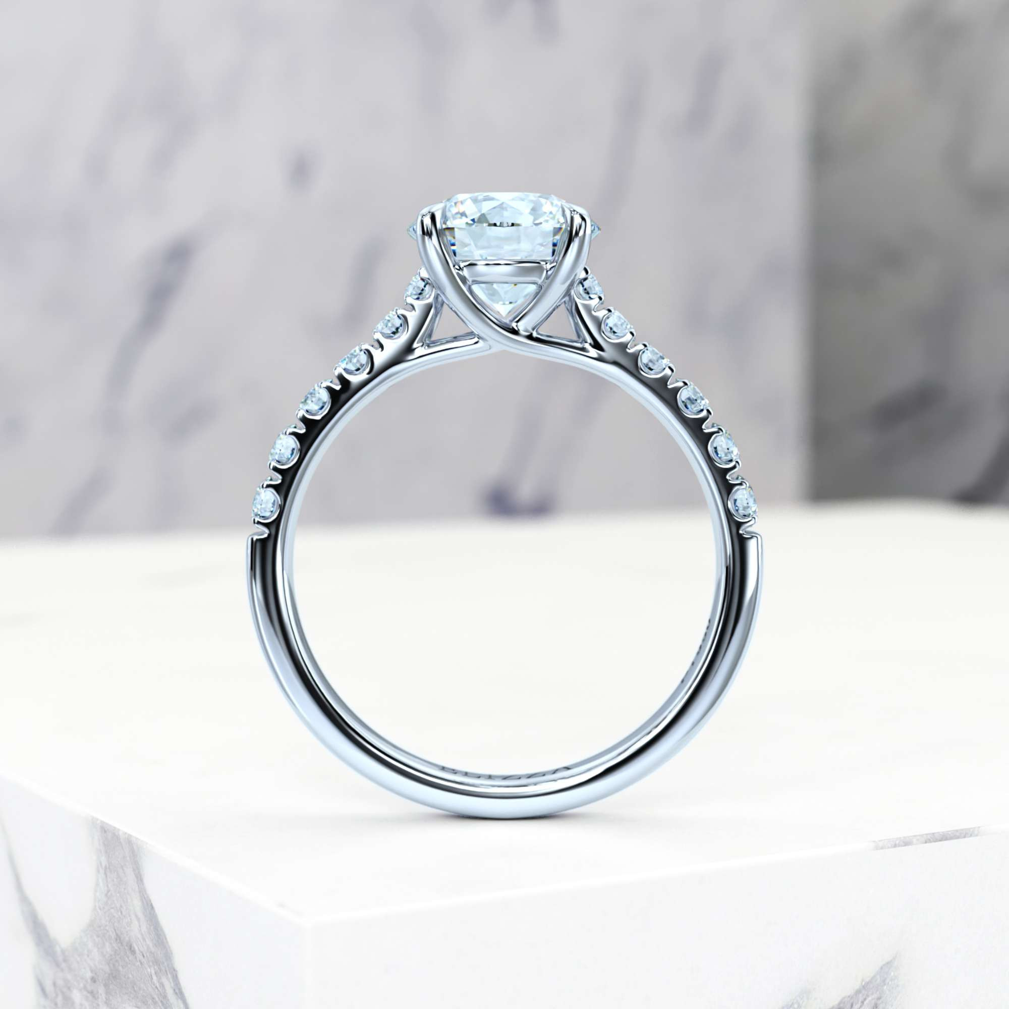 Engagement ring Edana Round | Round | Platinum | Natural | EZA Certified | 0.20ct SI1 H 5