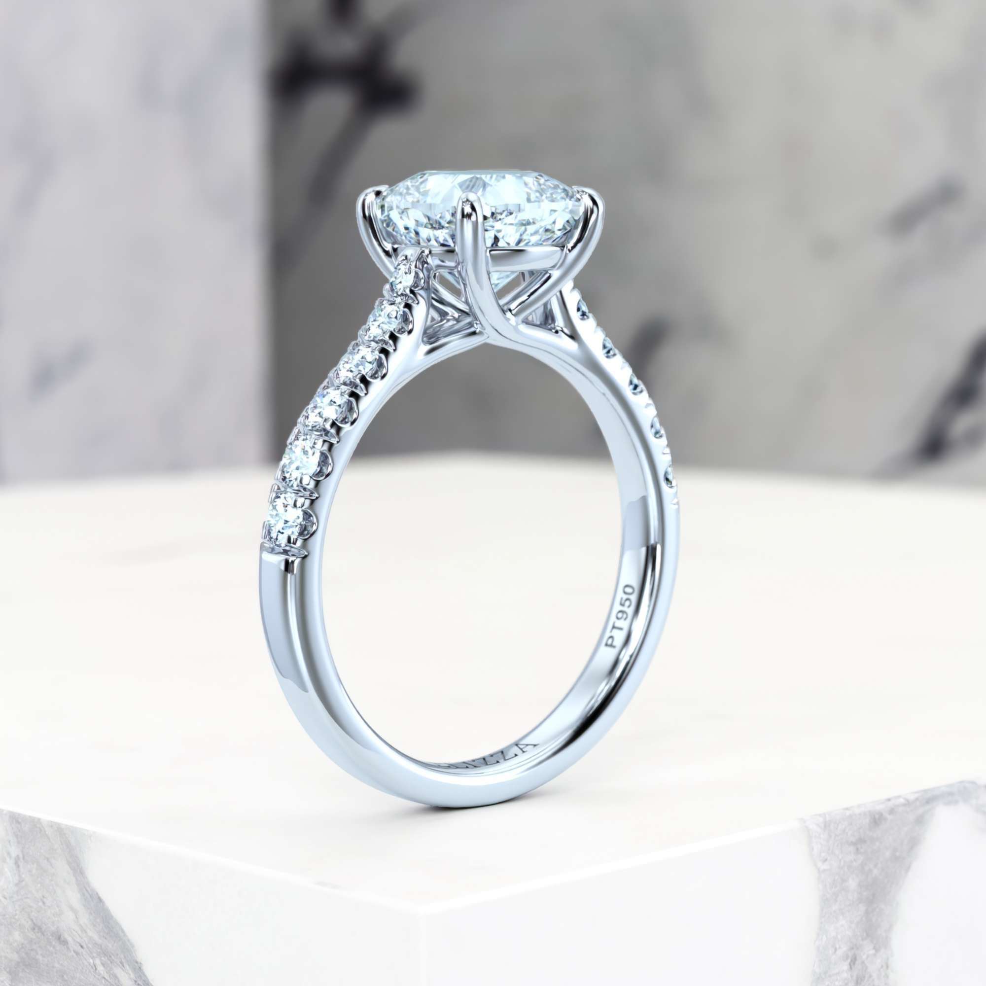 Verlobungsring Edana Square Cushion | GIA Certified | Natürlicher Diamant | Square cushion | Platin | 0.30ct SI1 H | 9