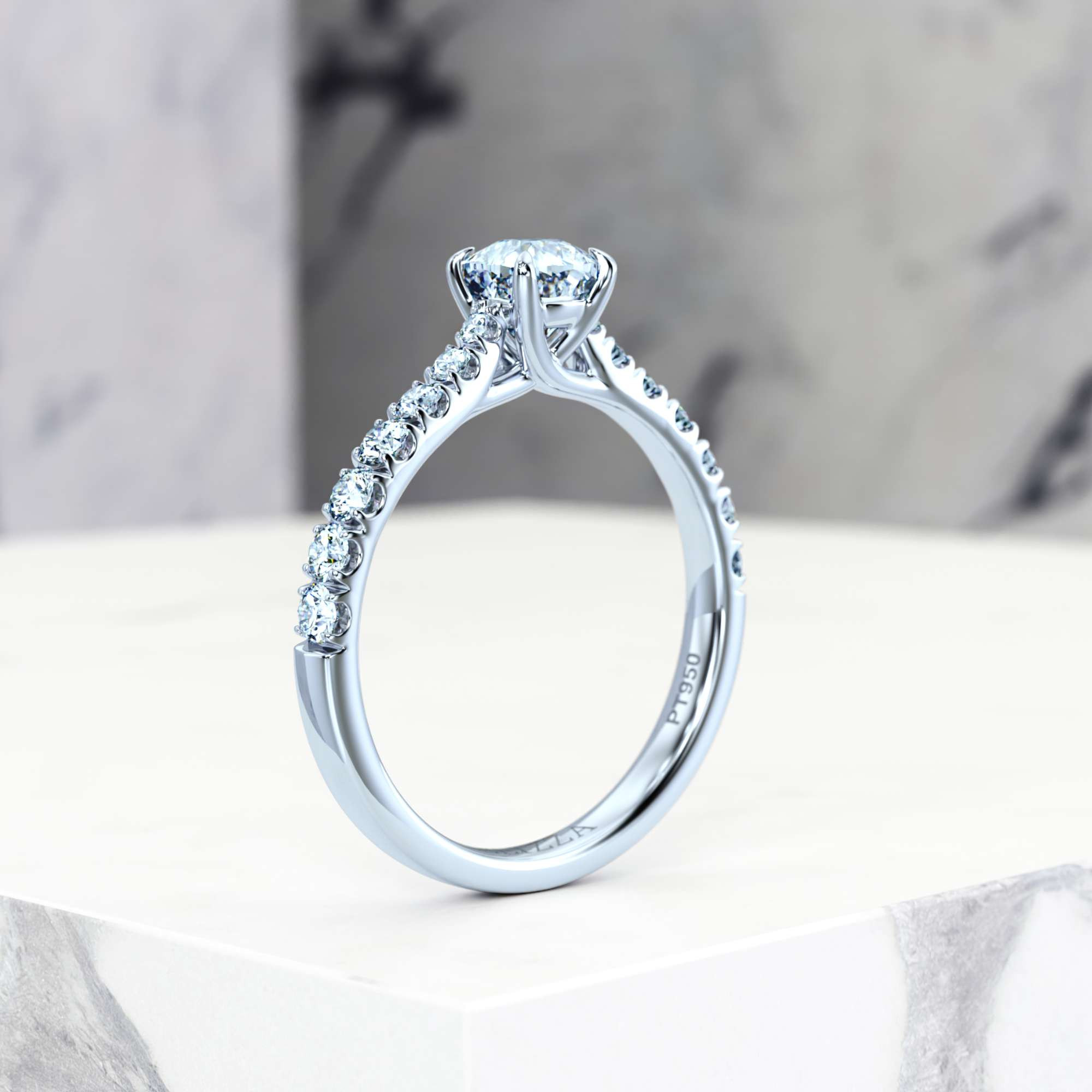 Verlobungsring Edana Square Cushion | GIA Certified | Natürlicher Diamant | Square cushion | Platin | 0.30ct SI1 H | 7