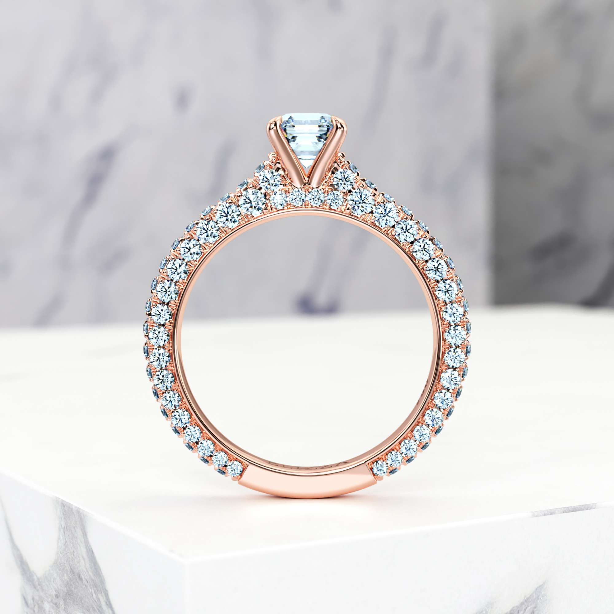 Engagement ring Edessa Asscher | Asscher | 14K Rose gold | Natural | GIA Certified | 0.30ct SI1 H 3