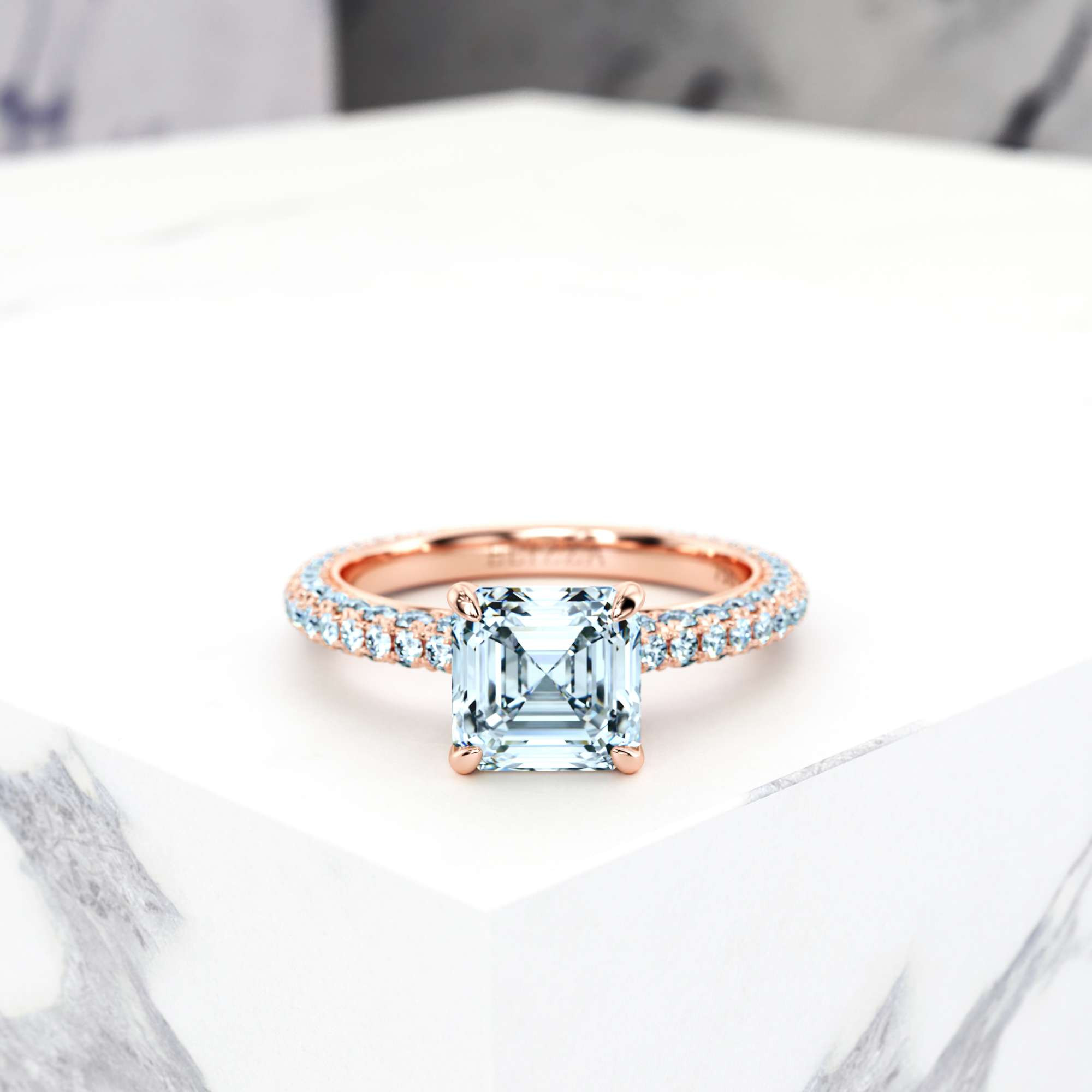 Engagement ring Edessa Asscher | Asscher | 14K Rose gold | Natural | EZA Certified | 0.50ct SI1 H 2