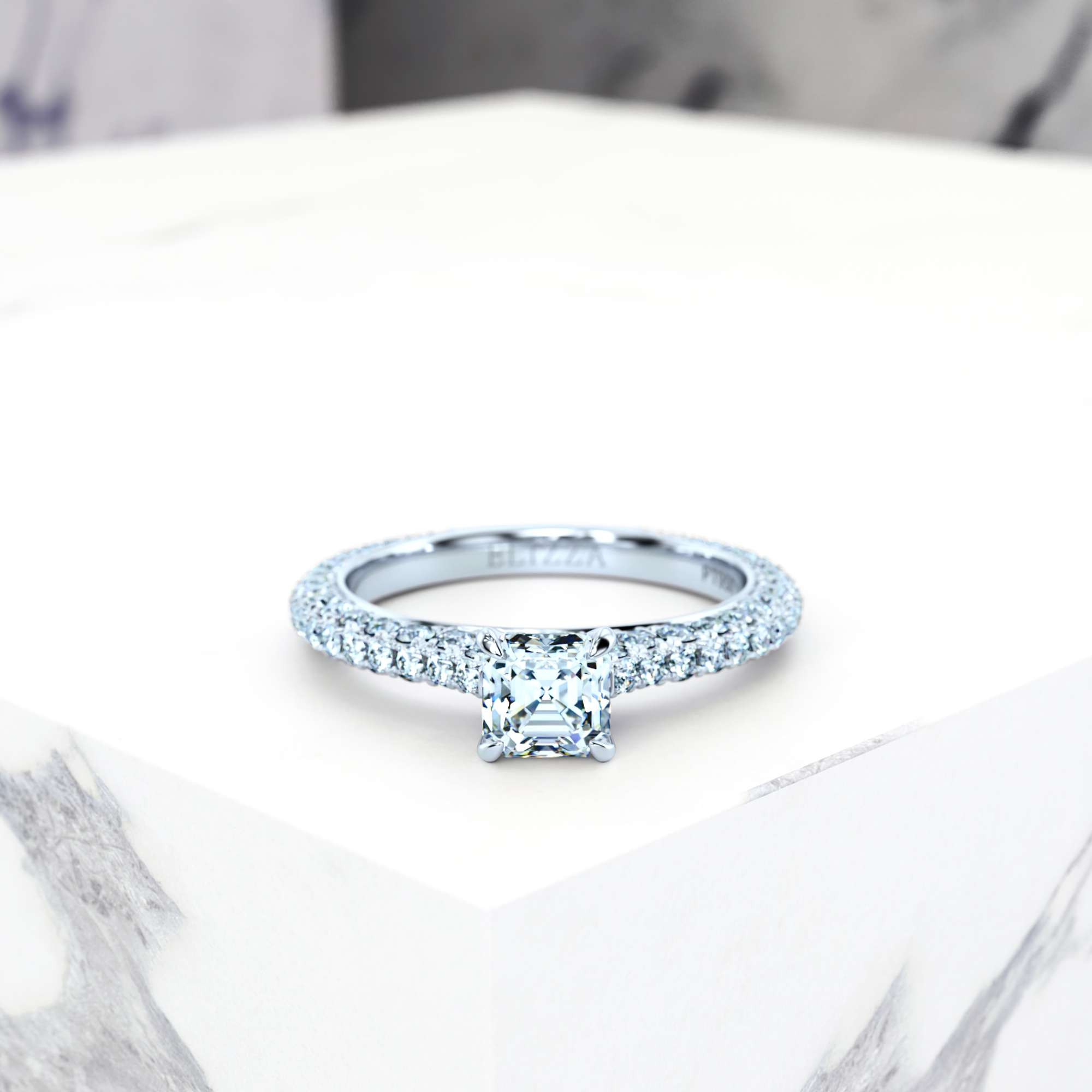 Engagement ring Edessa Asscher | Asscher | 18K White Gold | Natural | EZA Certified | 0.20ct VS2 G 1
