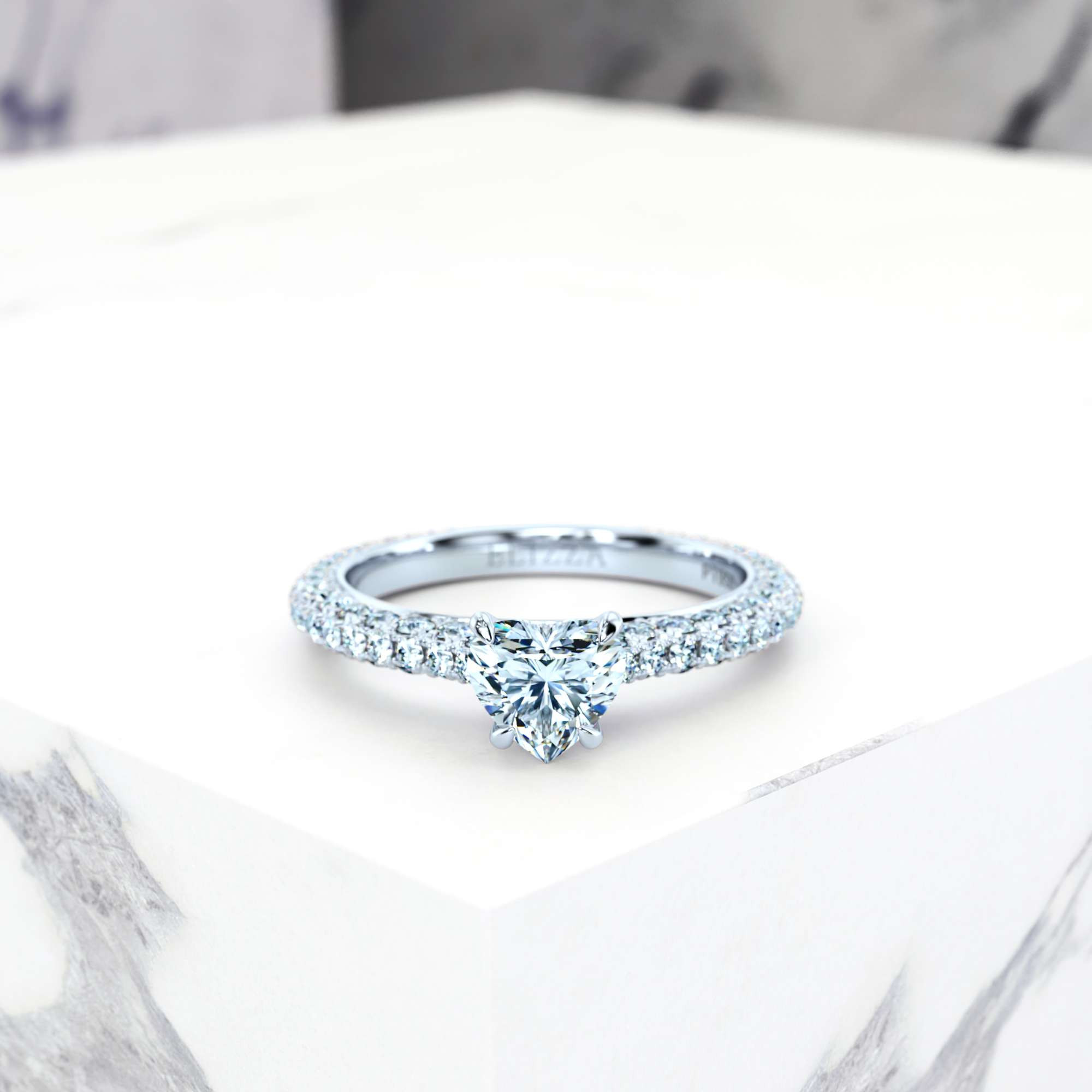 Engagement ring Edessa Heart | Heart | Platinum | Natural | EZA Certified | 0.20ct SI1 H 1