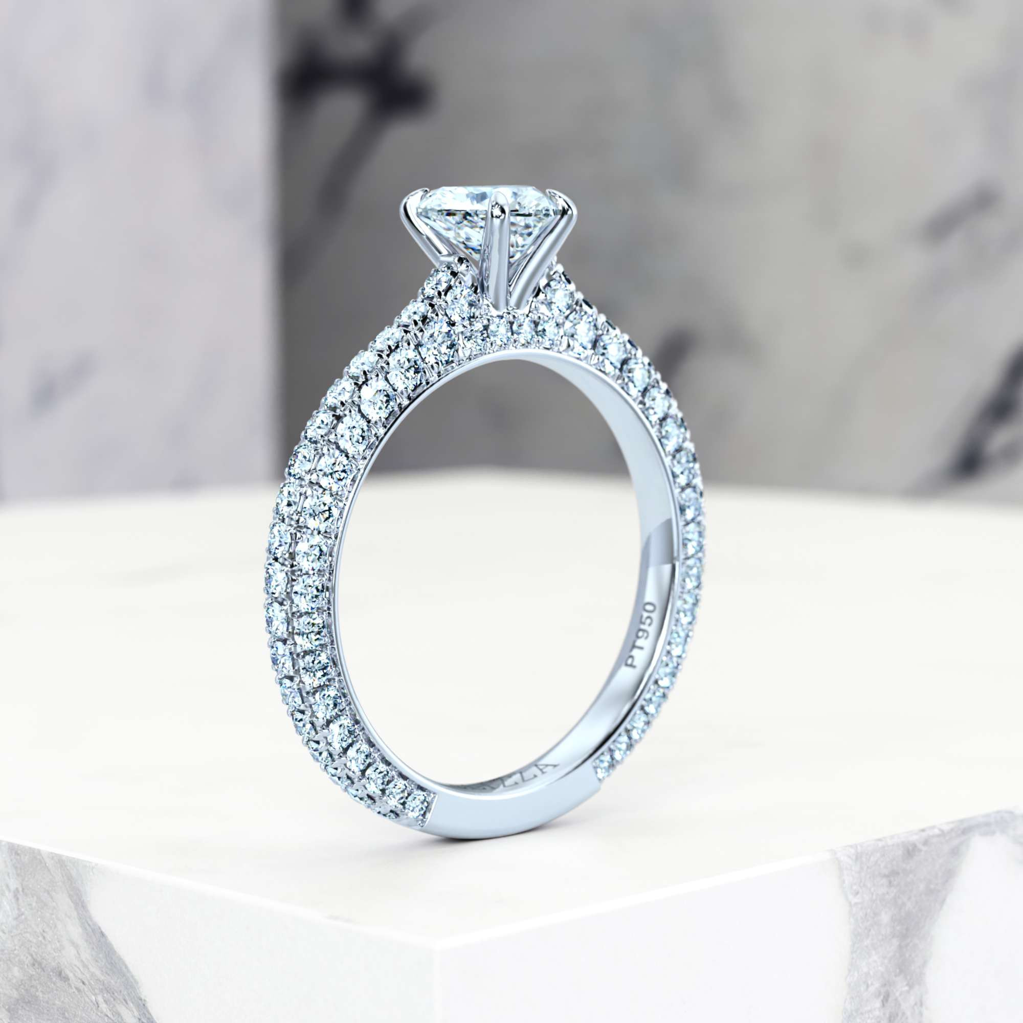 Engagement ring Edessa Heart | Heart | Platinum | Natural | EZA Certified | 0.20ct SI1 H 5