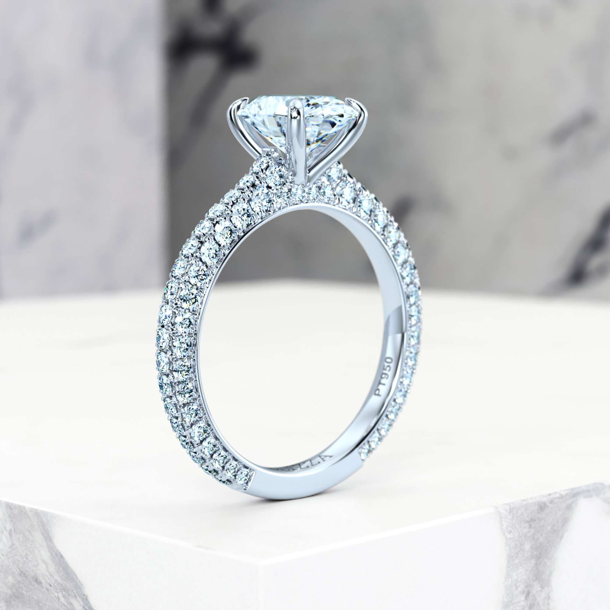 Bague de fiançailles Edessa Oval | GIA Certified | Diamant naturel | Ovale | Platine | 0.30ct SI1 H | 6
