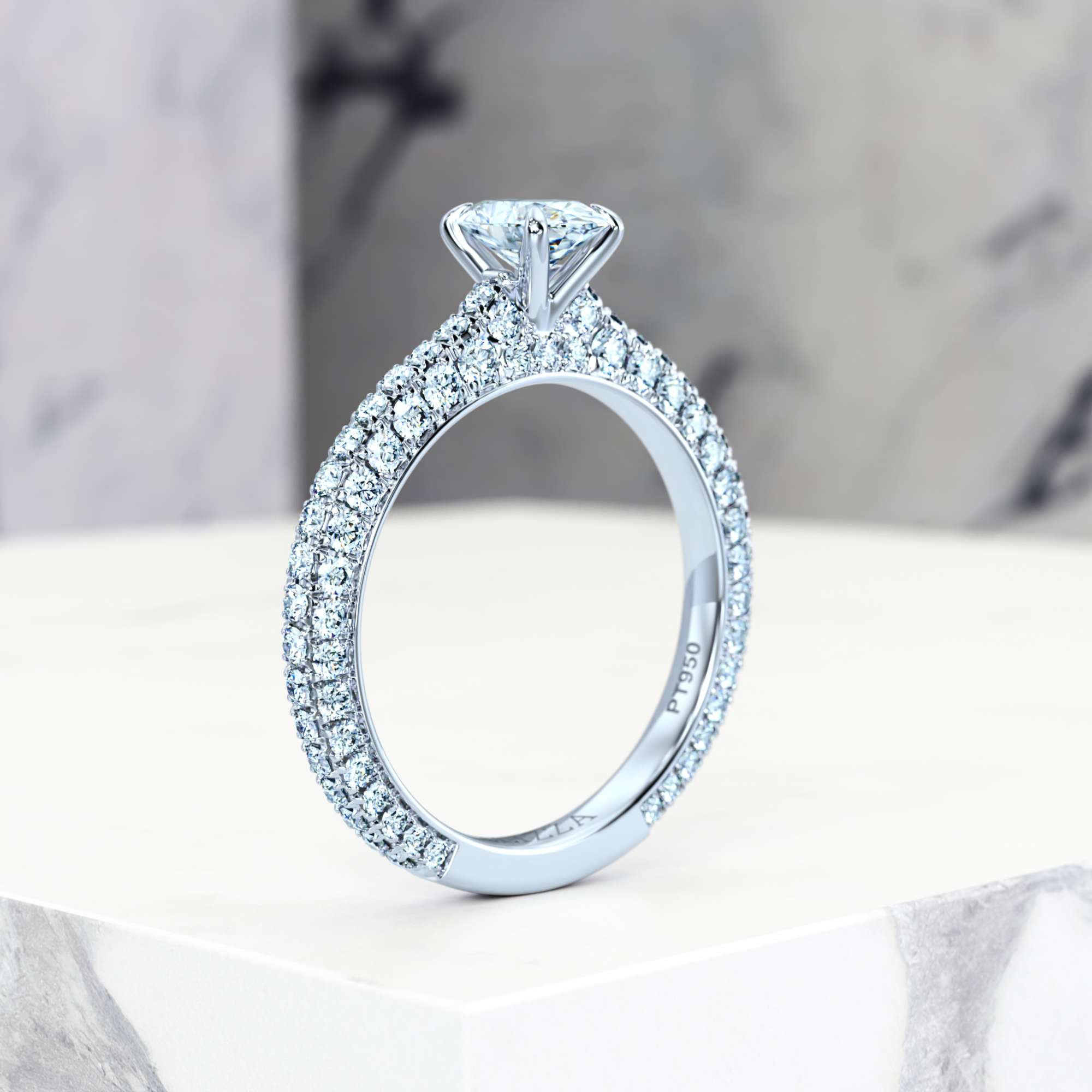 Bague de fiançailles Edessa Oval | GIA Certified | Diamant naturel | Ovale | Platine | 0.30ct SI1 H | 5