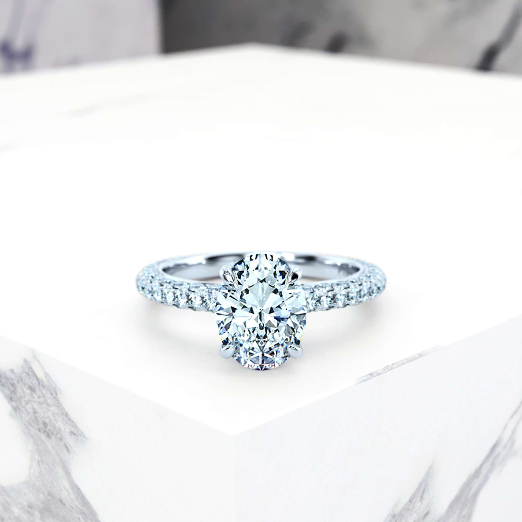 Bague de fiançailles Edessa Oval | GIA Certified | Diamant naturel | Ovale | Platine | 0.30ct SI1 H | 2