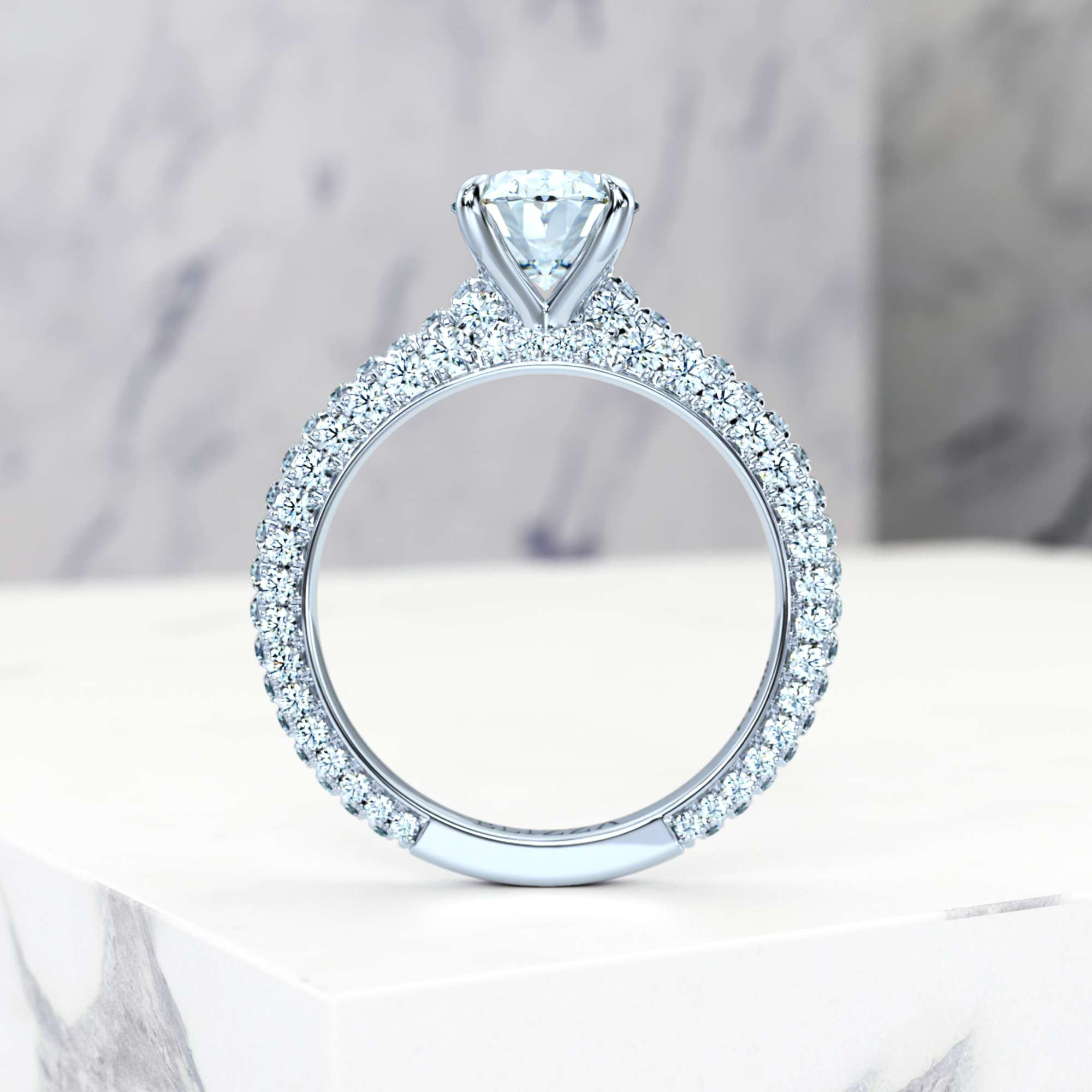 Bague de fiançailles Edessa Oval | GIA Certified | Diamant naturel | Ovale | Platine | 0.30ct SI1 H | 4