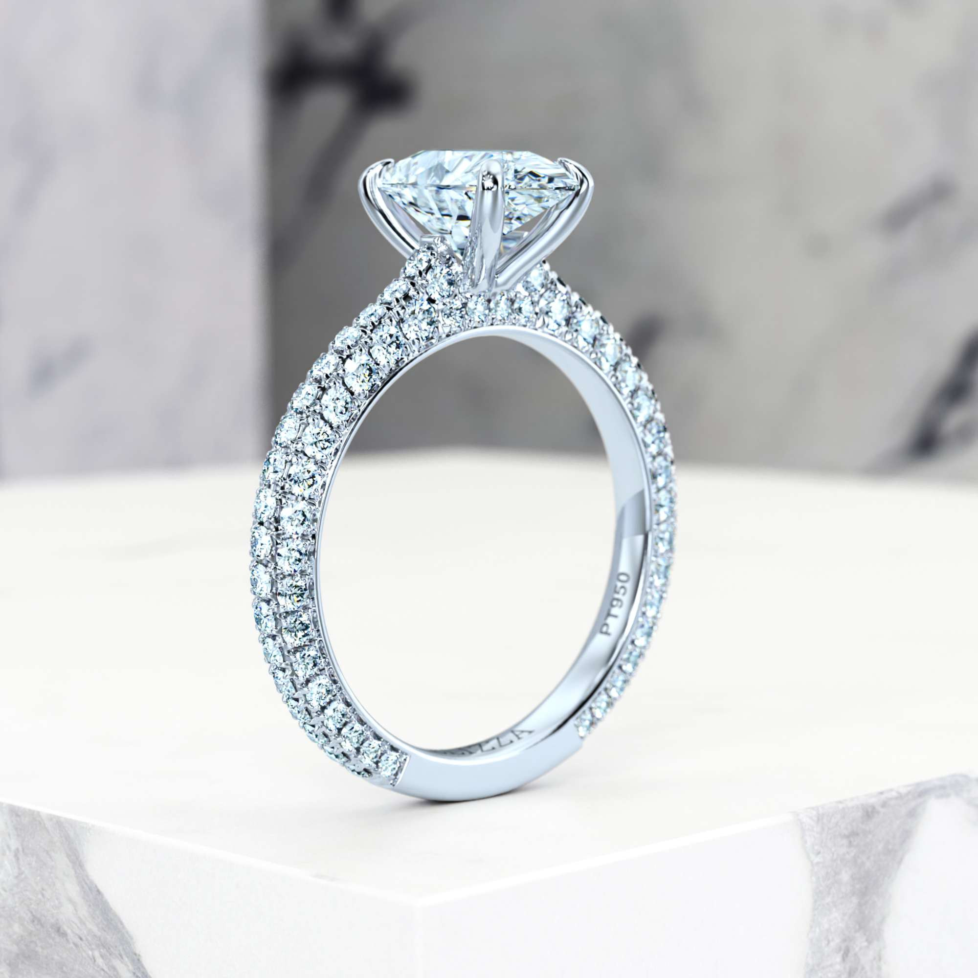 Bague de fiançailles Edessa Pear | GIA Certified | Diamant naturel | Poire | Platine | 0.30ct SI1 H | 6