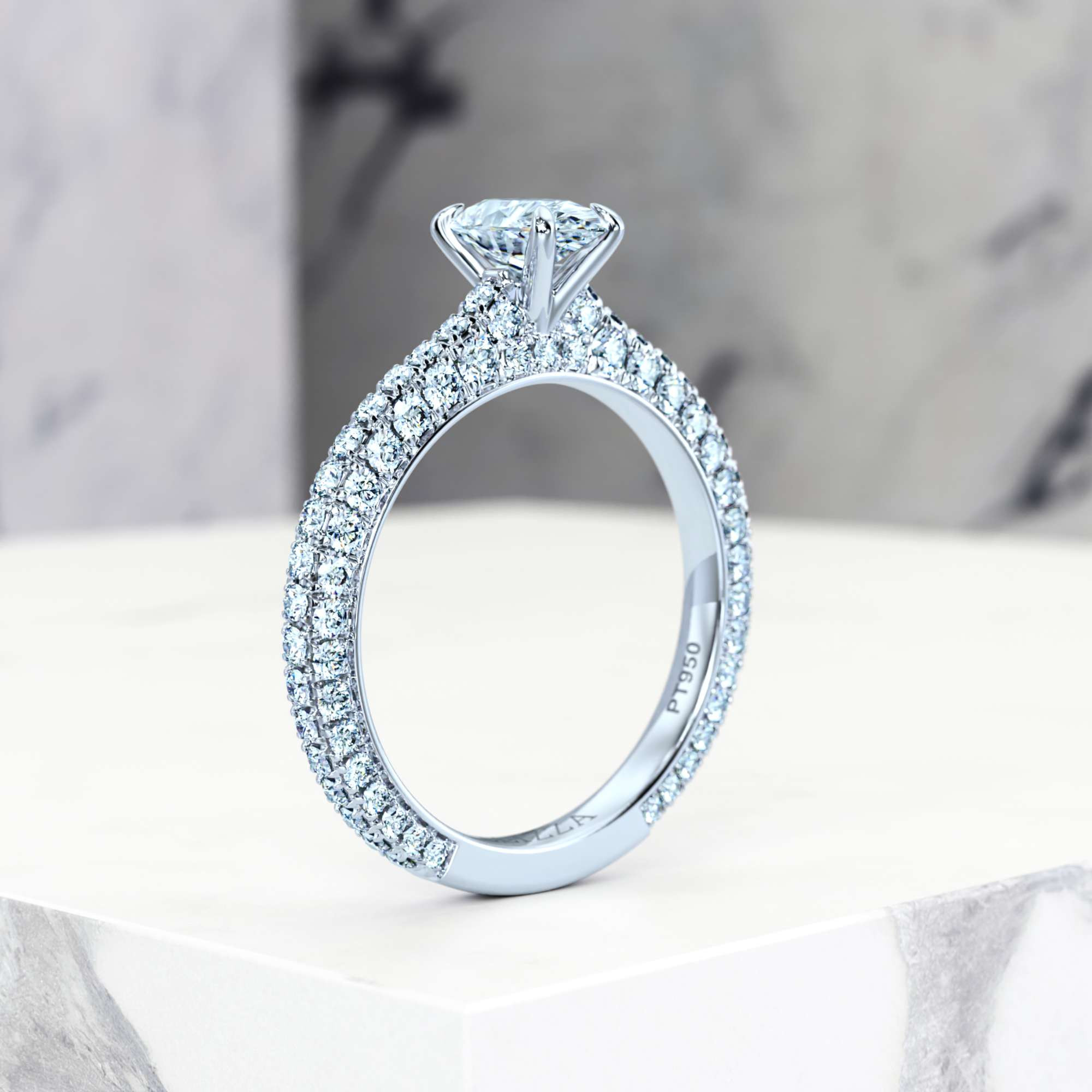 Bague de fiançailles Edessa Pear | GIA Certified | Diamant naturel | Poire | Platine | 0.30ct SI1 H | 5