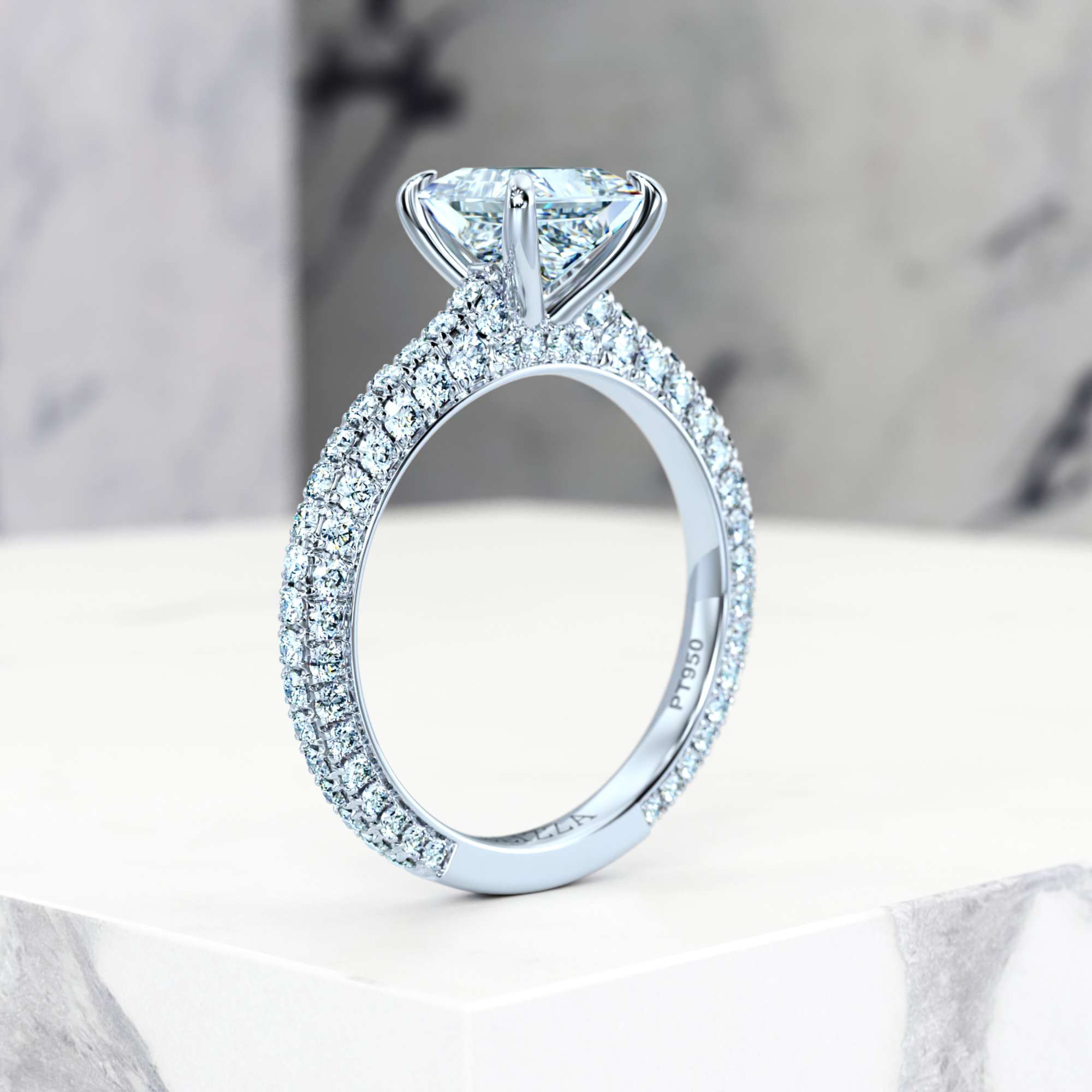 Engagement ring Edessa Princess | GIA Certified | Natural diamond | Princess | Platinum | 0.30ct SI1 H | 5
