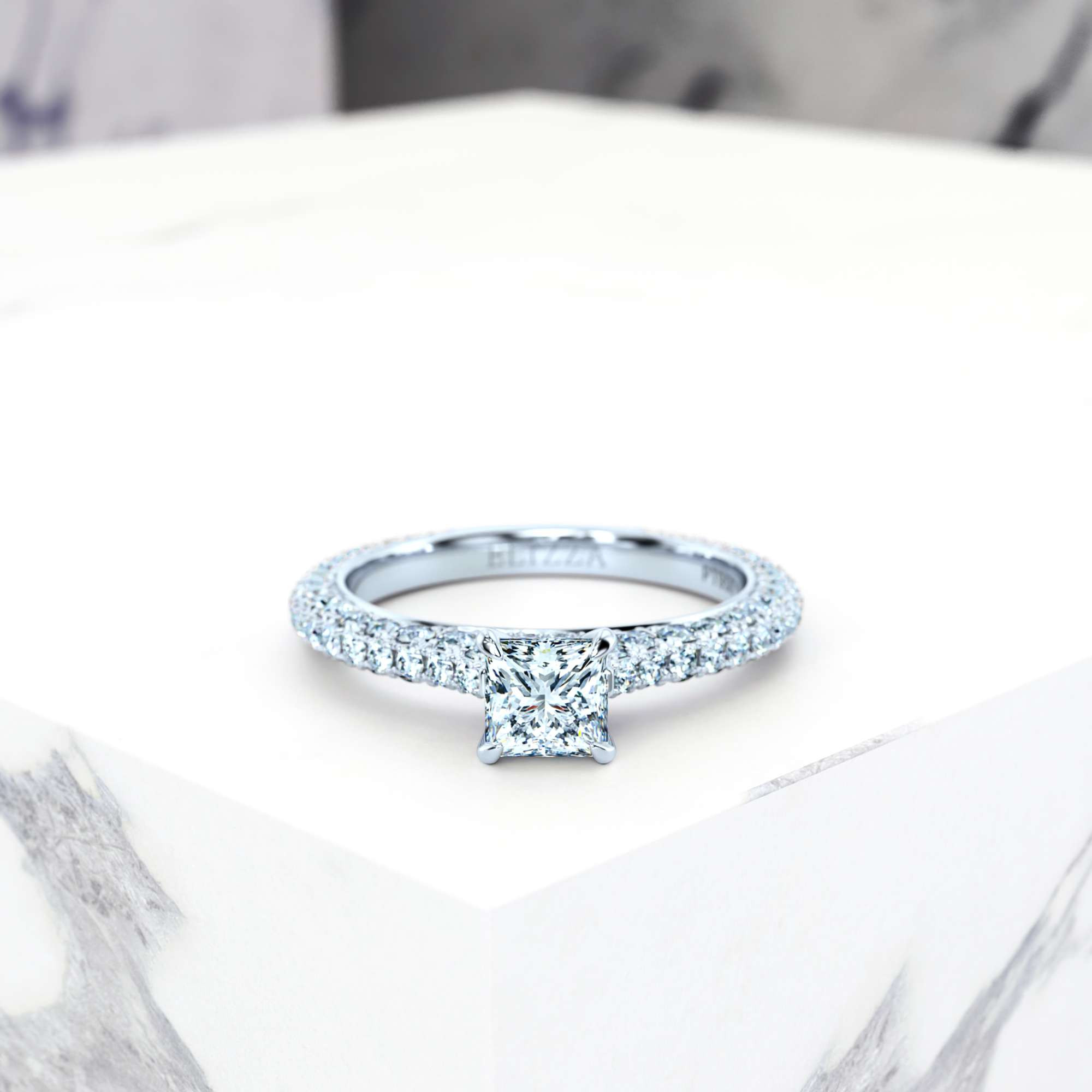 Engagement ring Edessa Princess | GIA Certified | Natural diamond | Princess | Platinum | 0.30ct SI1 H | 1