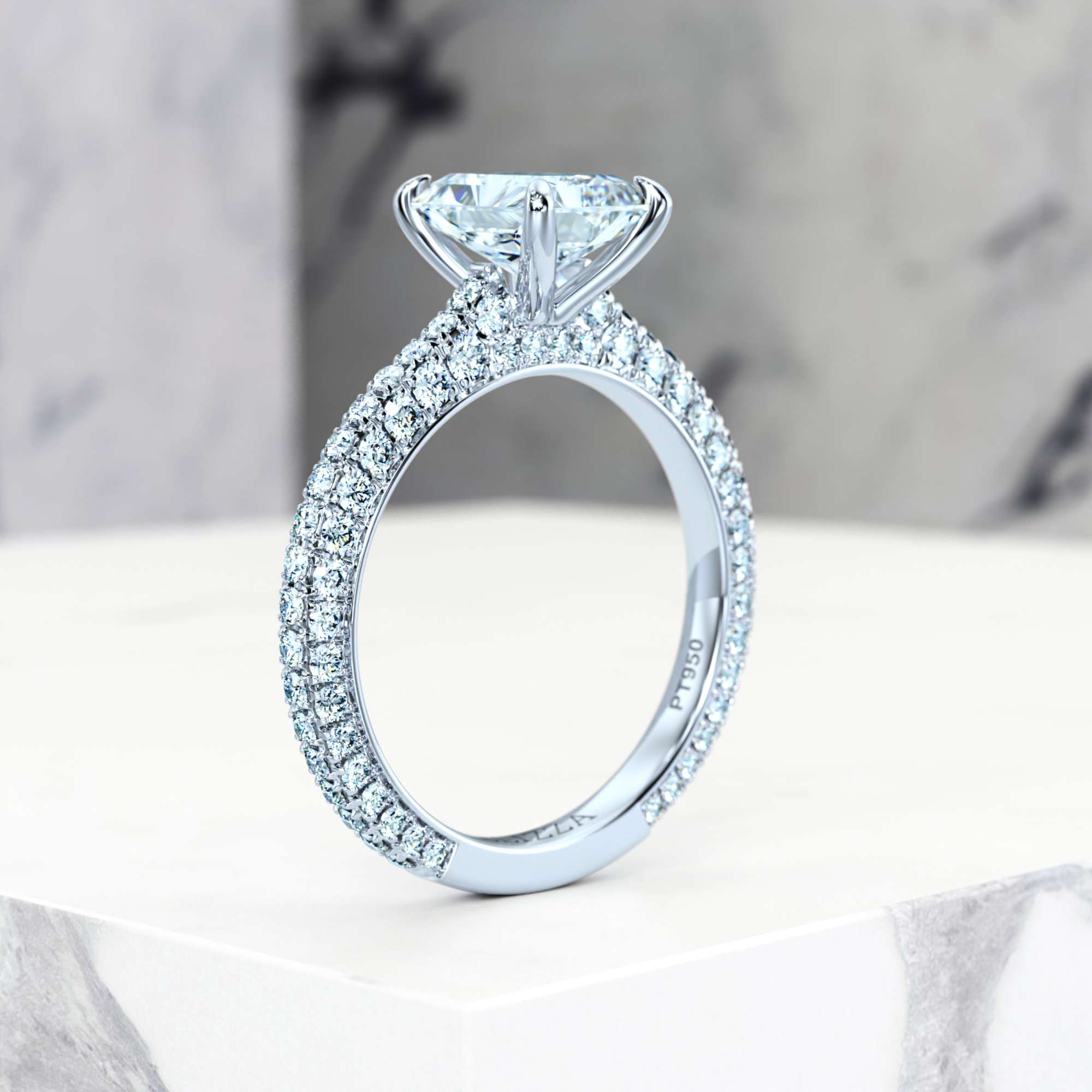 Engagement ring Edessa Radiant | GIA Certified | Natural diamond | Radiant | Platinum | 0.30ct SI1 H | 6