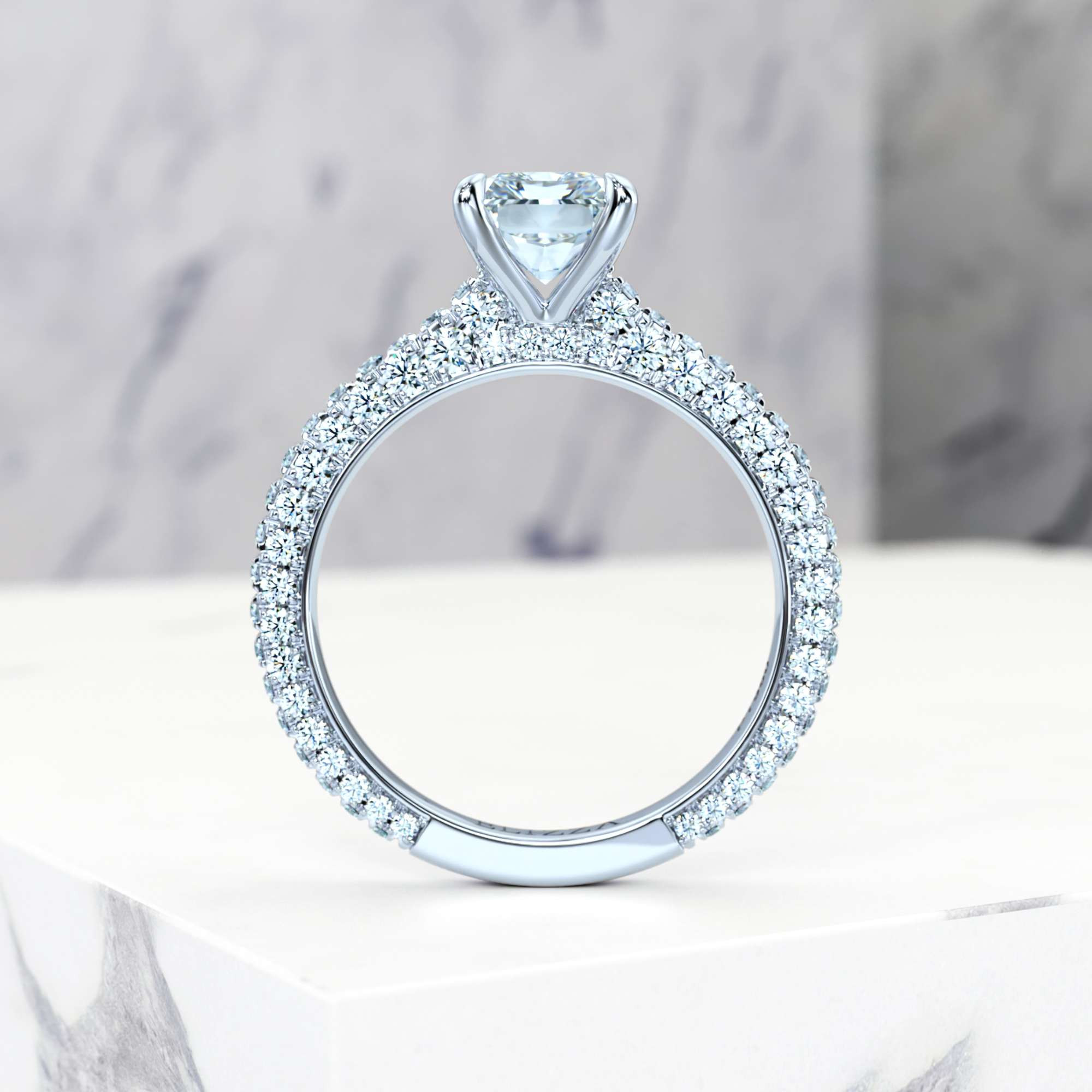 Engagement ring Edessa Radiant | GIA Certified | Natural diamond | Radiant | Platinum | 0.30ct SI1 H | 4