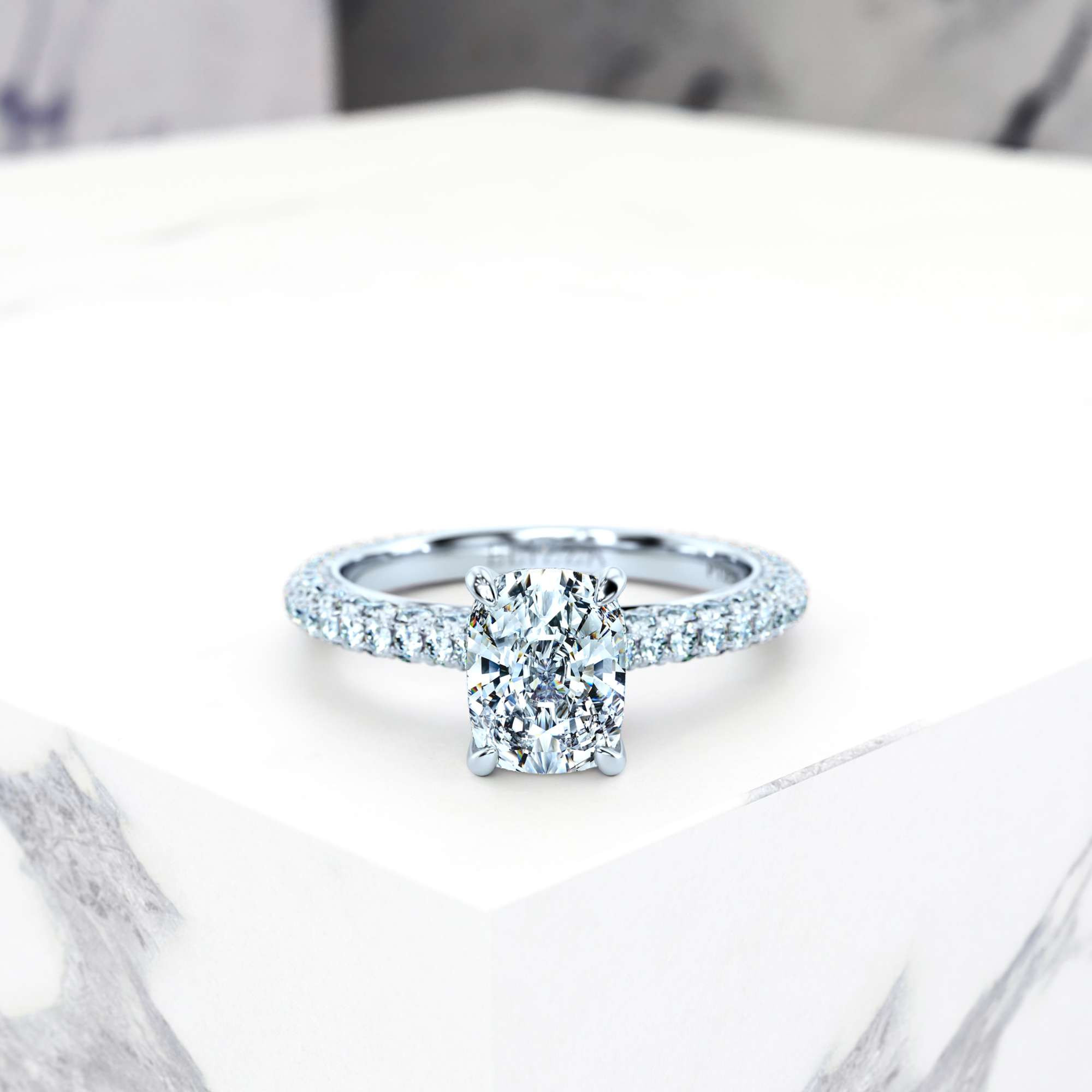 Engagement ring Edessa Rectangle Cushion | GIA Certified | Natural diamond | Rectangle cushion | Platinum | 0.30ct SI1 H | 2
