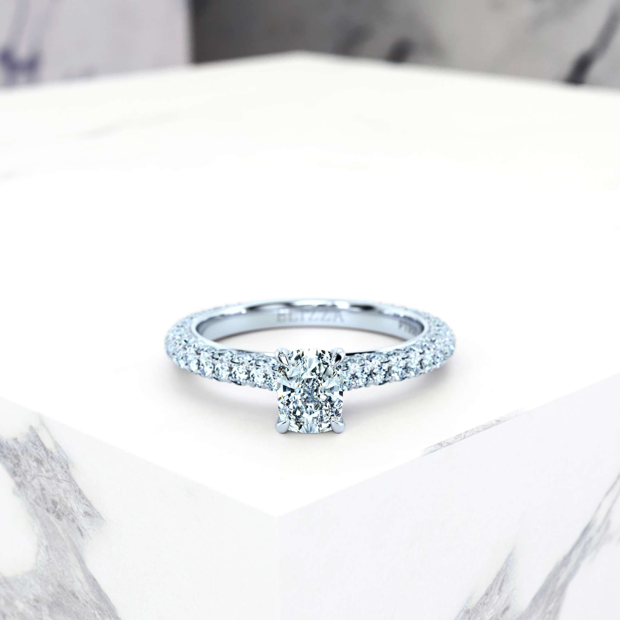 Engagement ring Edessa Rectangle Cushion | GIA Certified | Natural diamond | Rectangle cushion | Platinum | 0.30ct SI1 H | 1