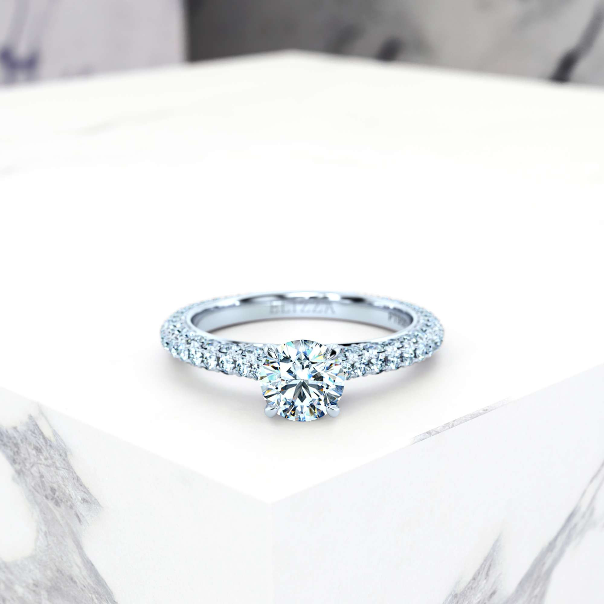 Engagement ring Edessa Round | Platinum | Round | Natural | GIA Certified | 0.30ct SI1 H 1