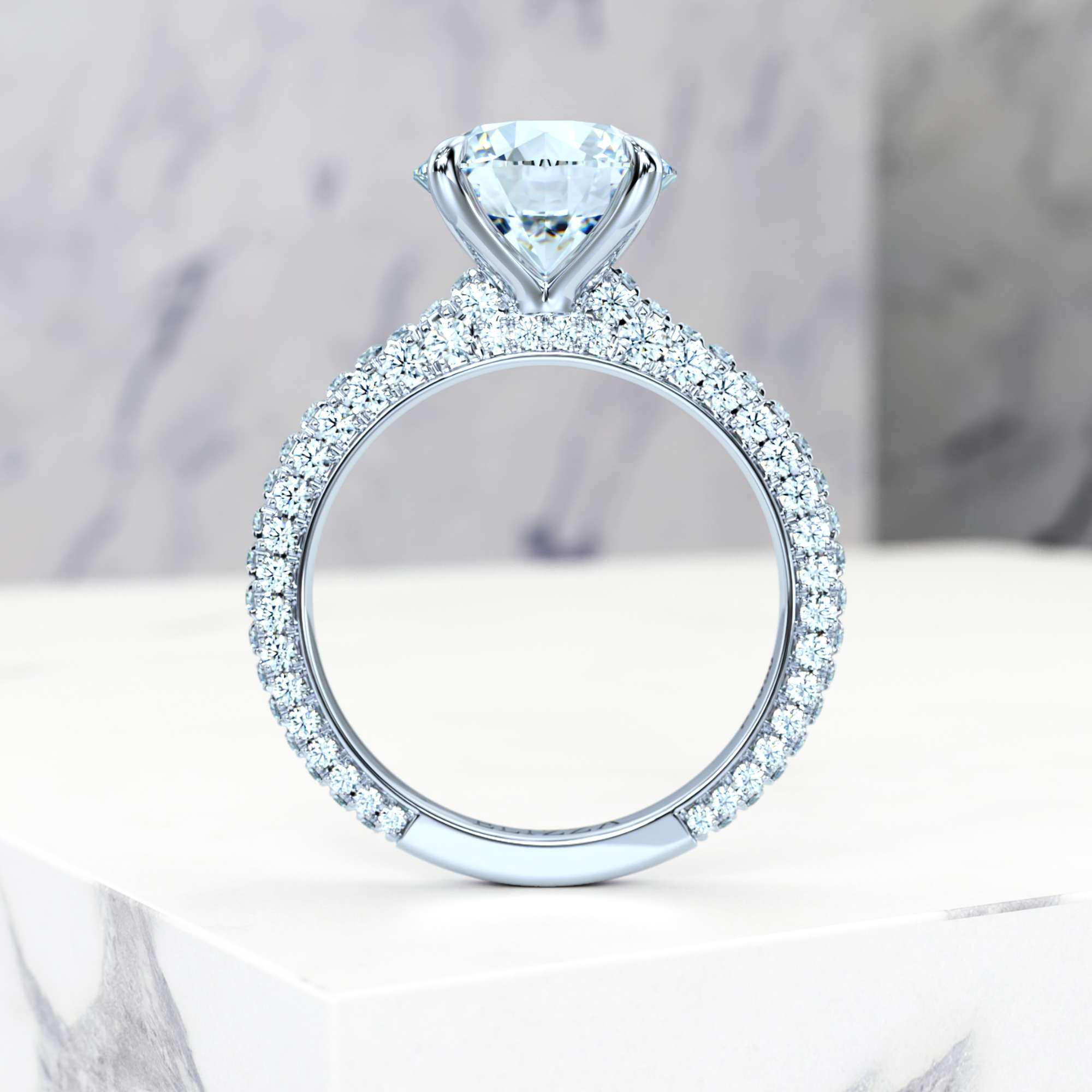 Engagement ring Edessa Round | Platinum | Round | Natural | EZA Certified | 0.20ct SI1 H 6